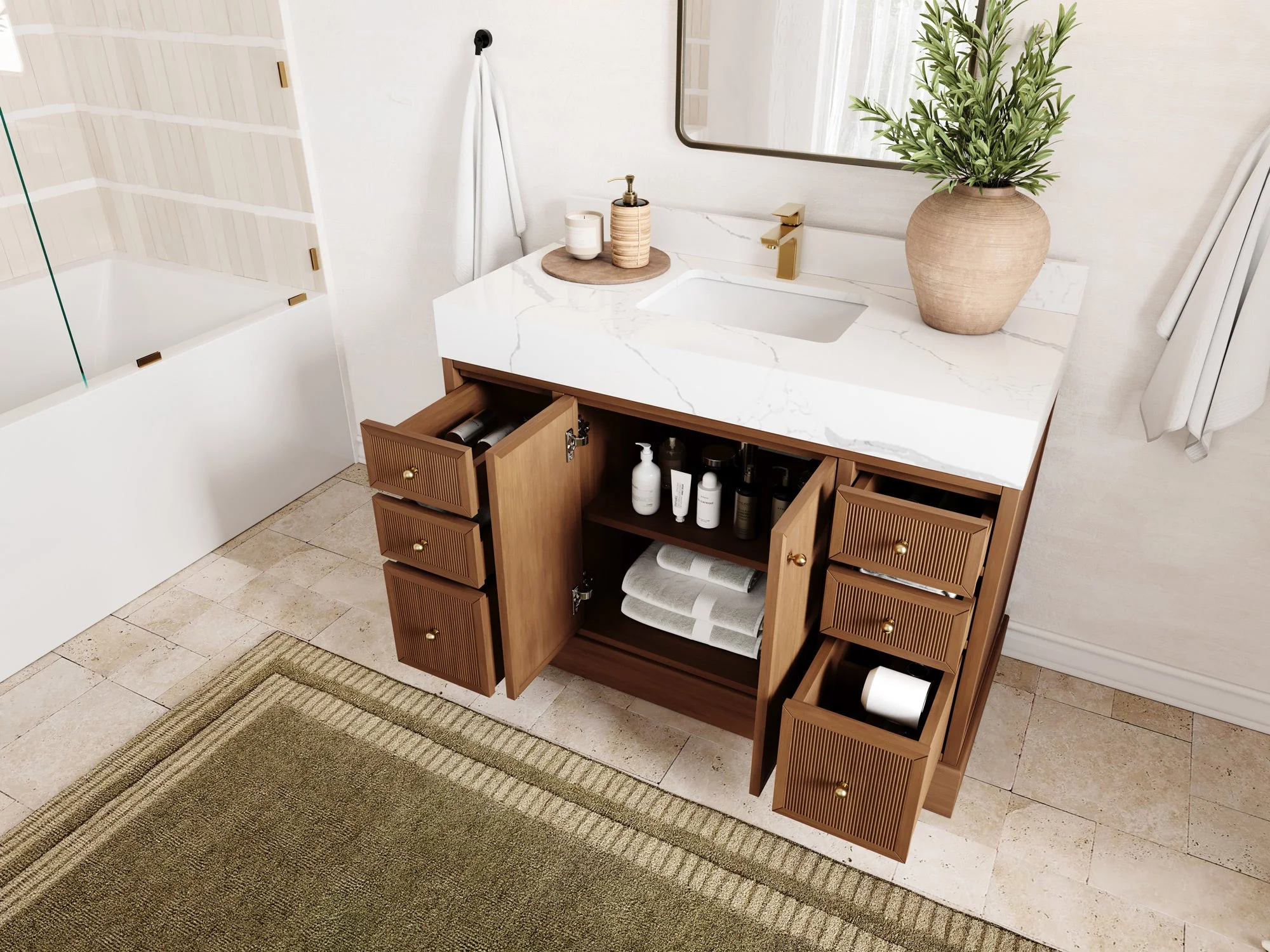 Manhattan Teak Wood 48 in. W x 22 in. D Single Sink Bathroom Vanity - Image 3