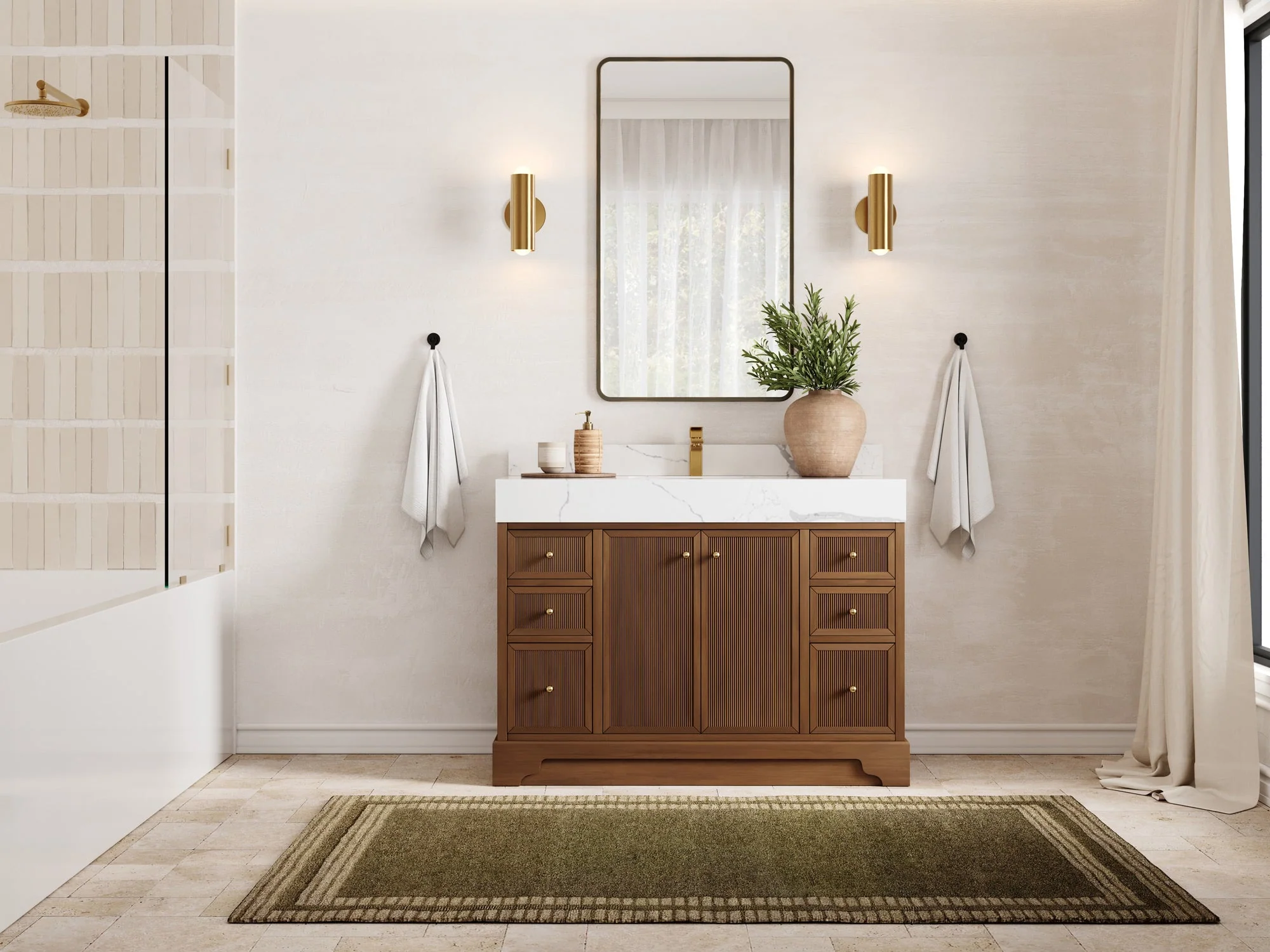 Manhattan Teak Wood 48 in. W x 22 in. D Single Sink Bathroom Vanity - Image 4