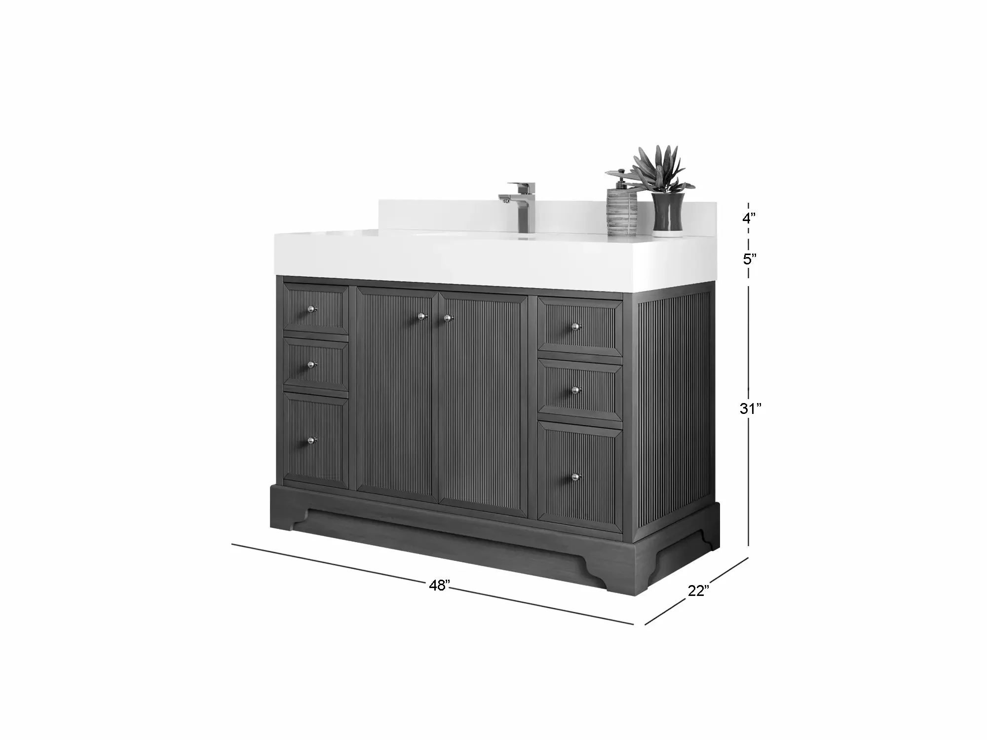 Manhattan Teak Wood 48 in. W x 22 in. D Single Sink Bathroom Vanity - Image 5