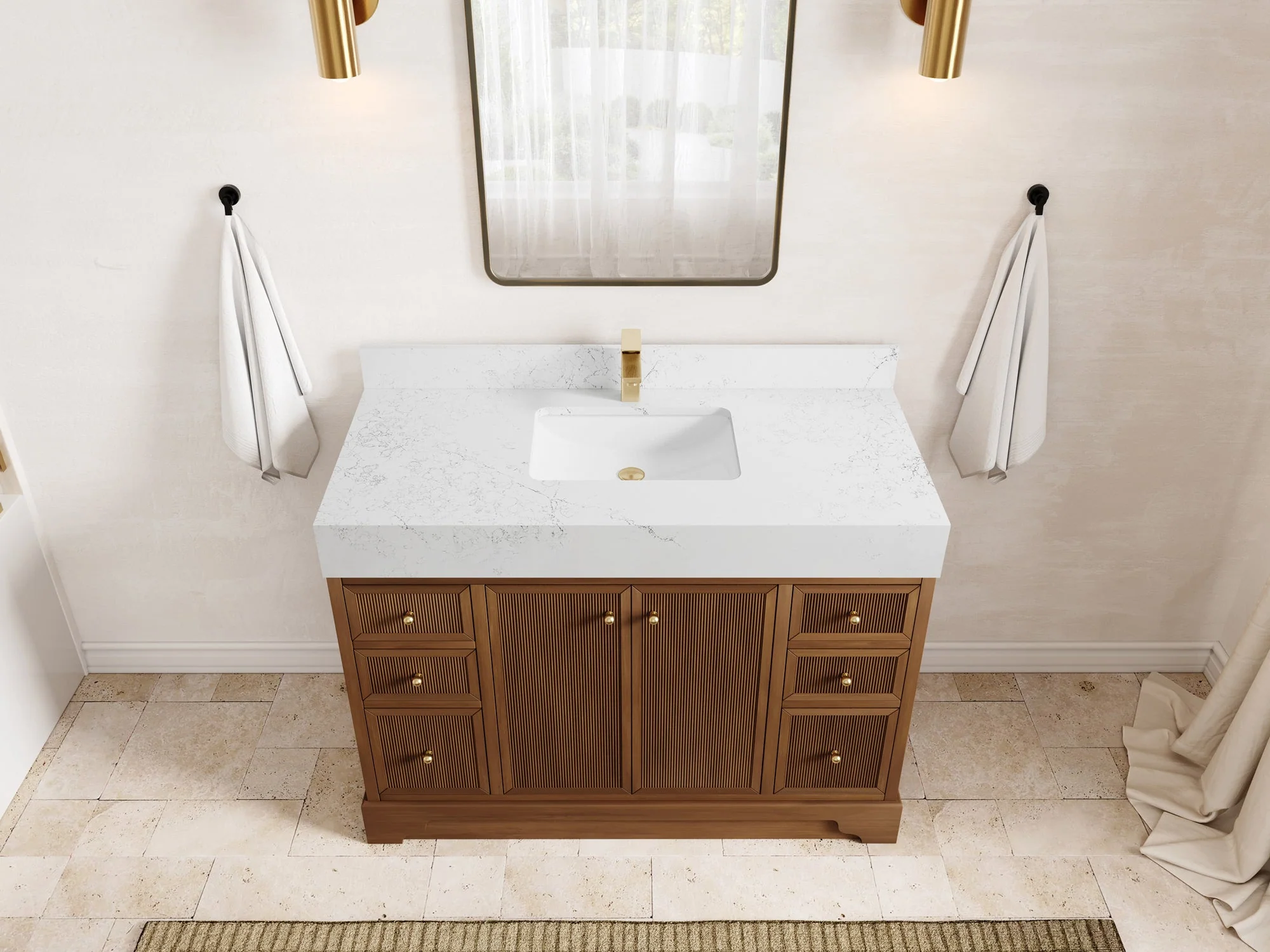 Manhattan Teak Wood 48 in. W x 22 in. D Single Sink Bathroom Vanity - Image 9