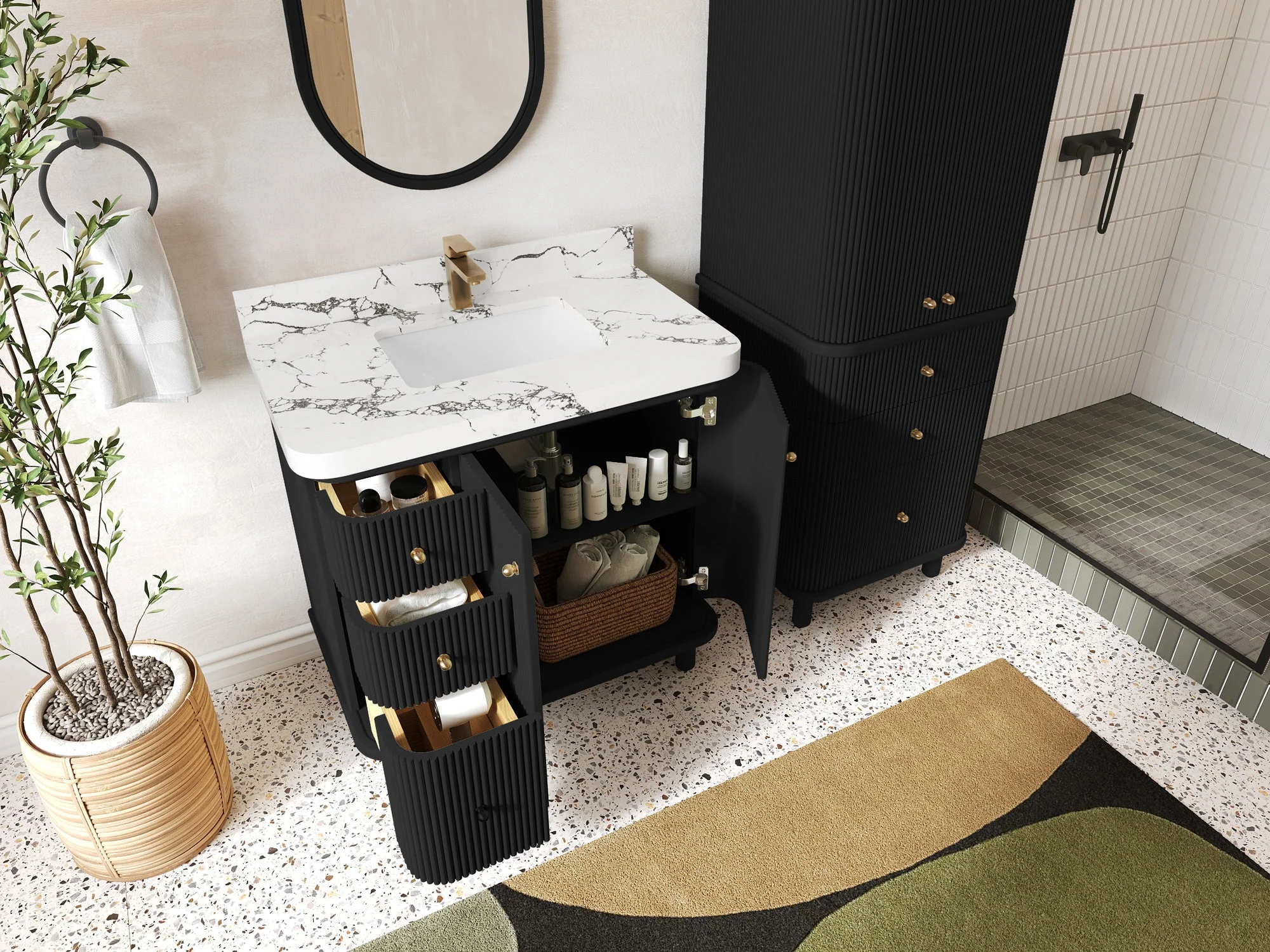 Miami 36 in. W x 22 in. D Center Sink Bathroom Vanity - Image 3