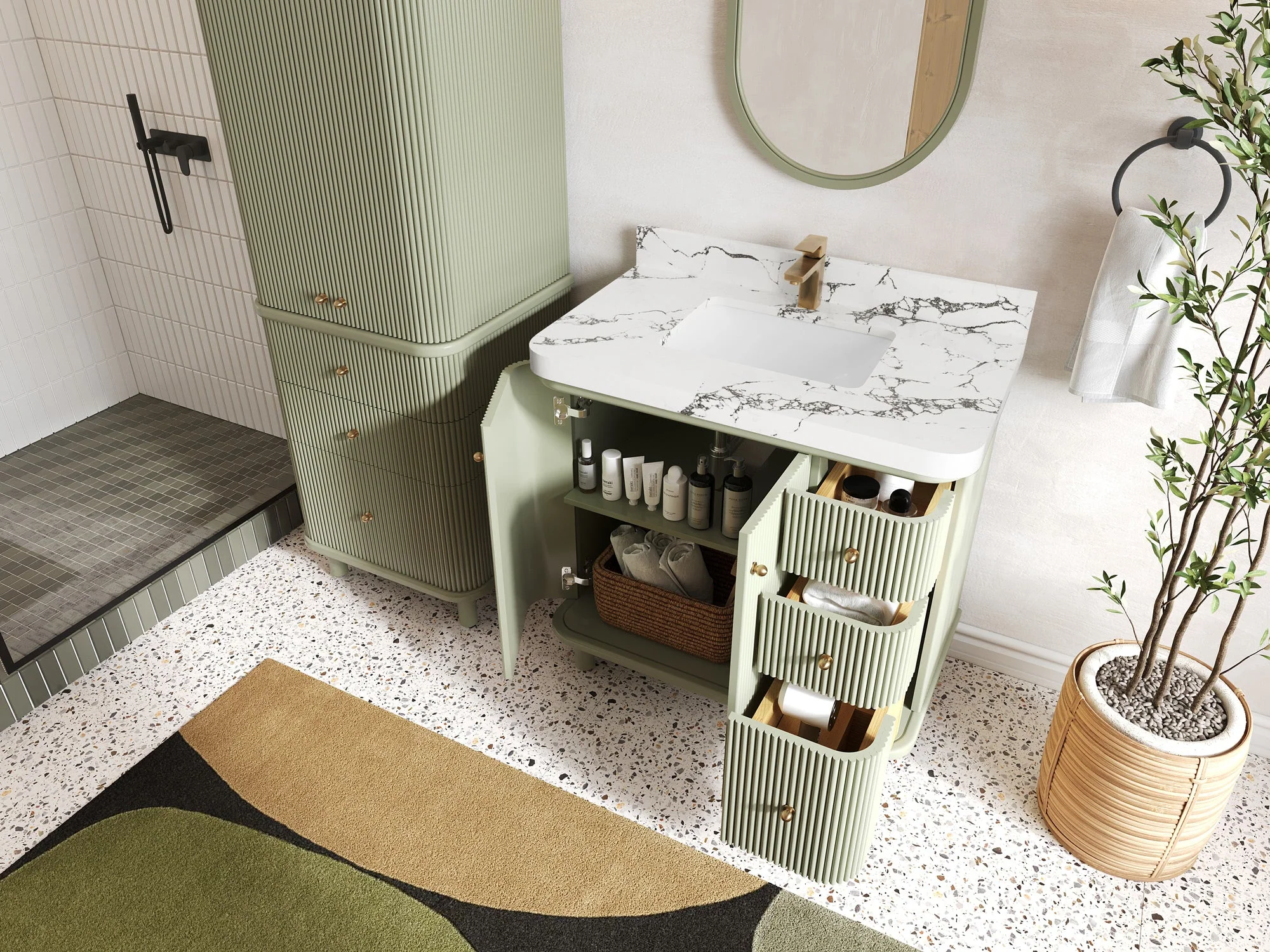 Miami Collection Bath Vanity - 36" W x 22" D with Center Sink - Image 3