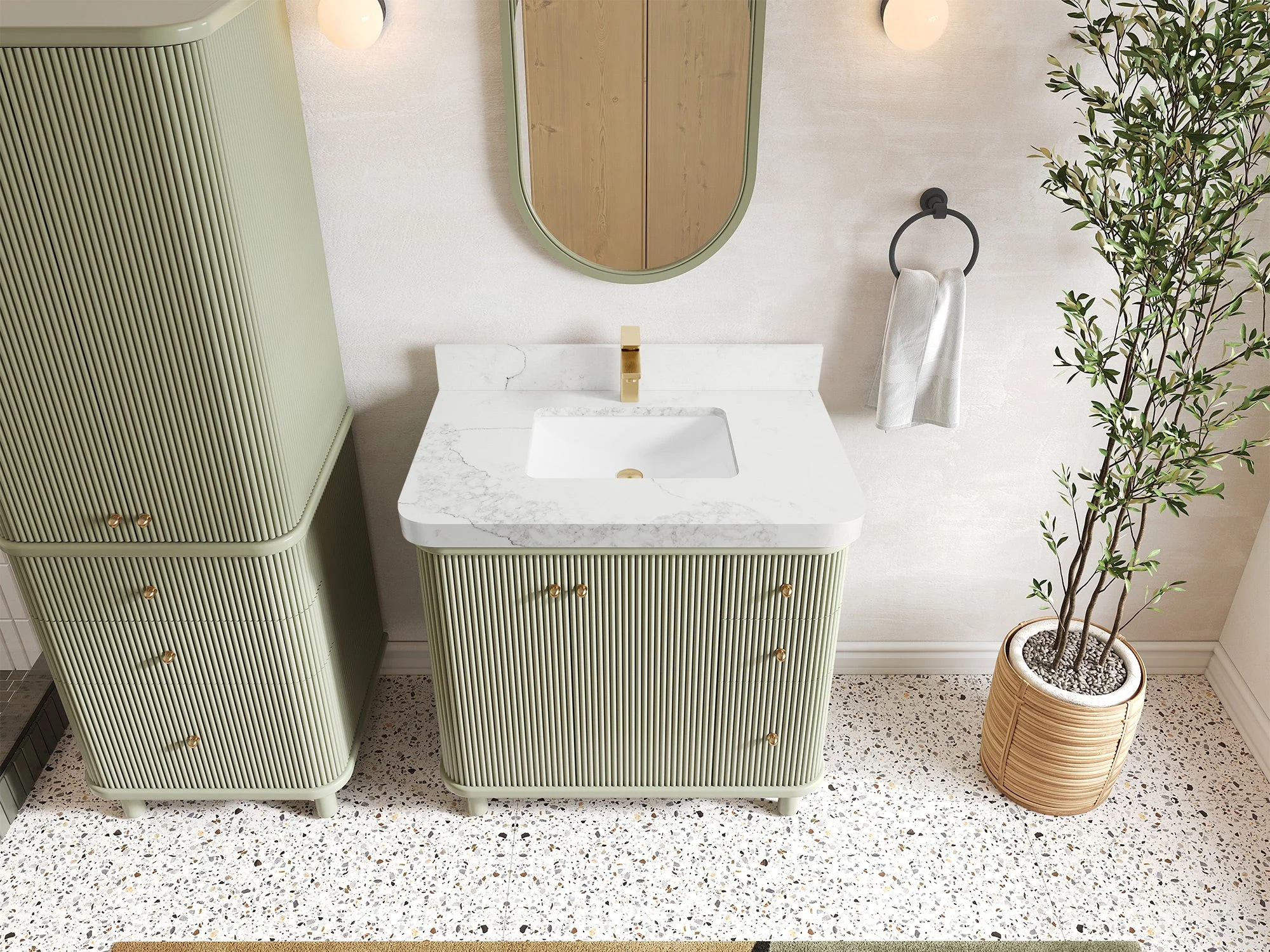Miami Collection Bath Vanity - 36" W x 22" D with Center Sink - Image 9
