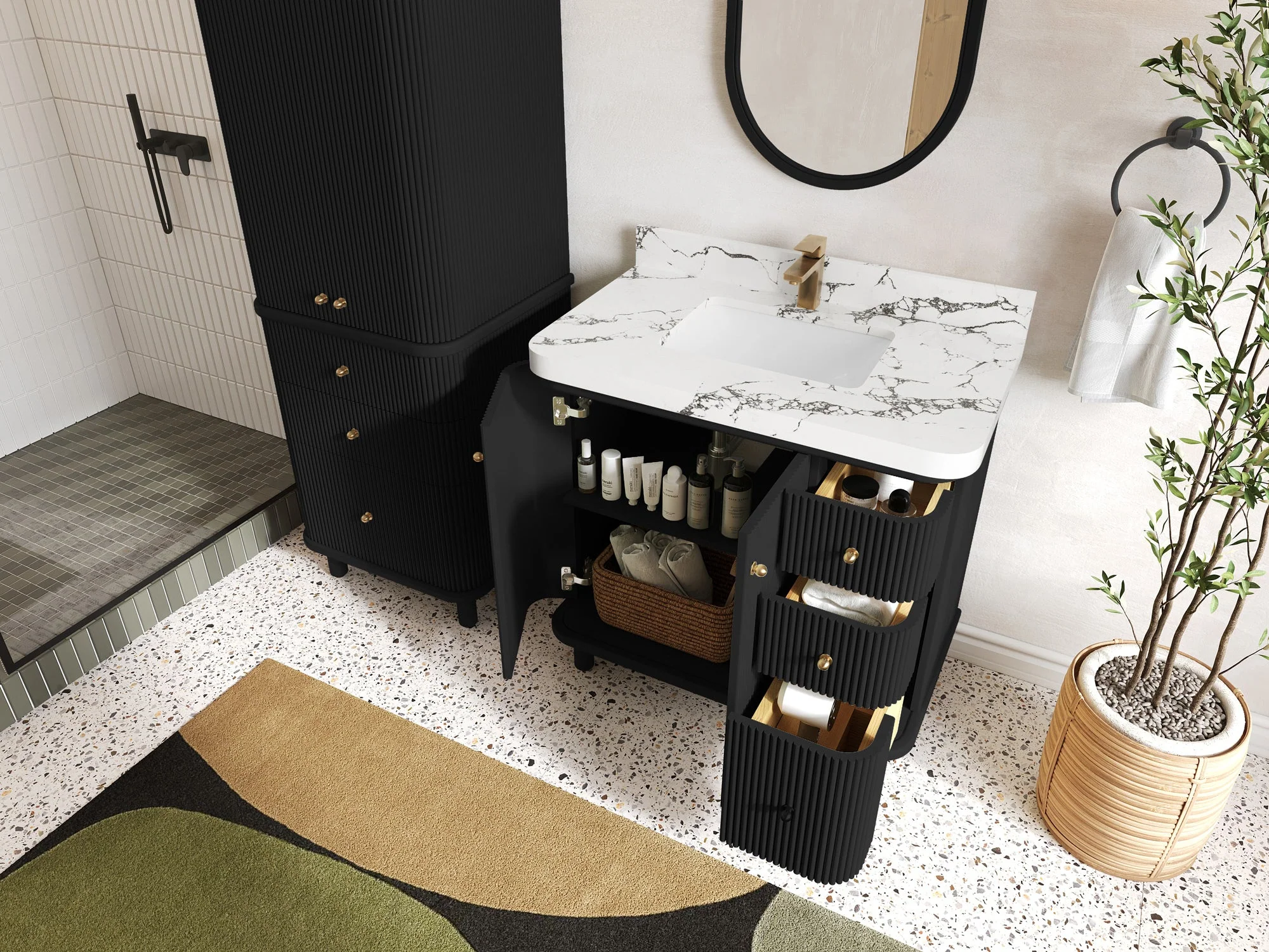 Miami Collection Bath Vanity - 36" W x 22" D with Center Sink - Image 3
