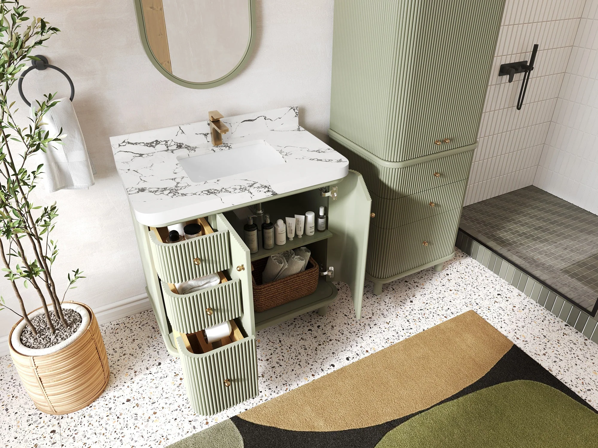 Miami 36 in. W x 22 in. D Center Sink Bathroom Vanity - Image 3
