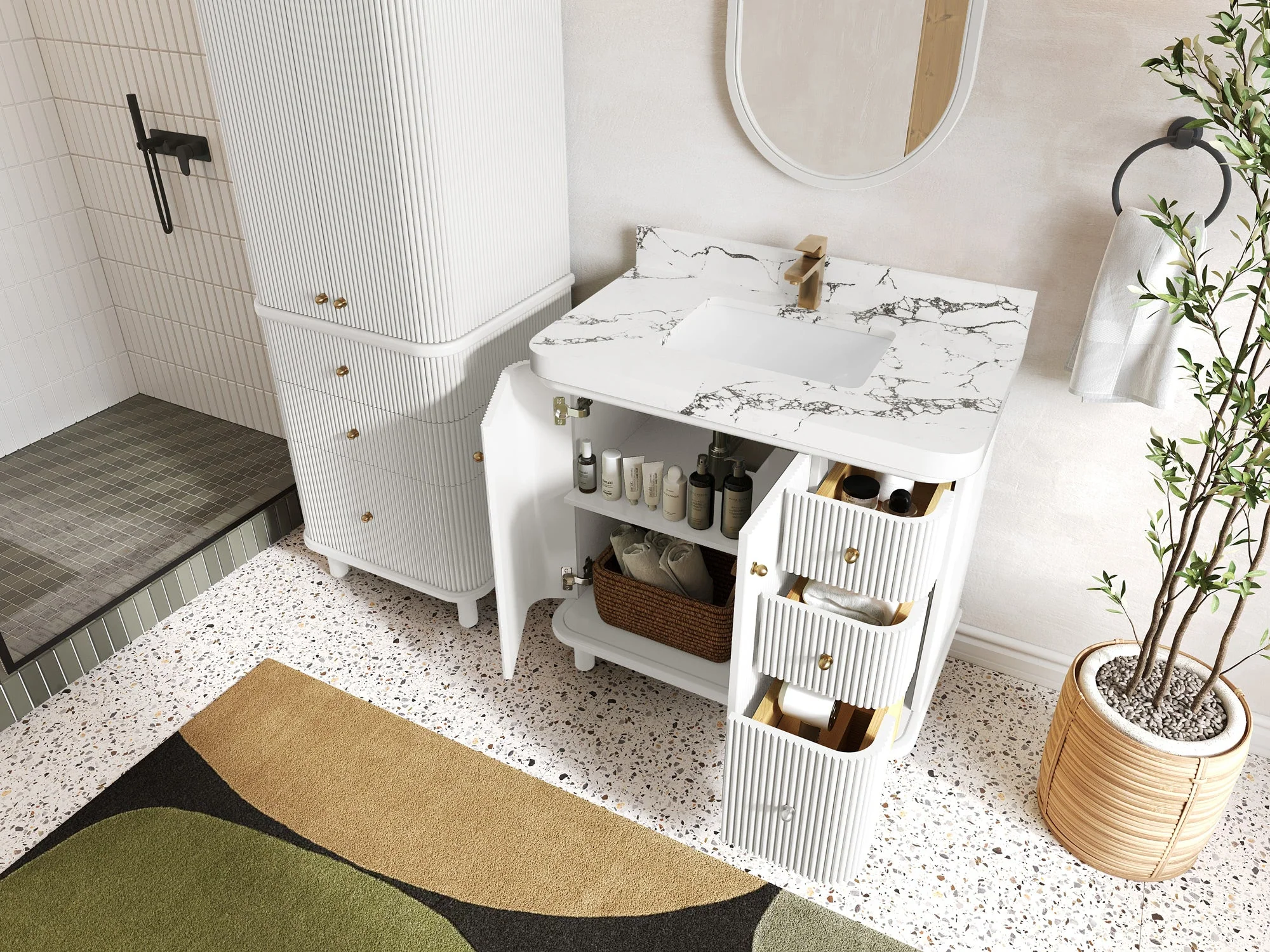 Miami Collection Bath Vanity - 36" W x 22" D with Center Sink - Image 3