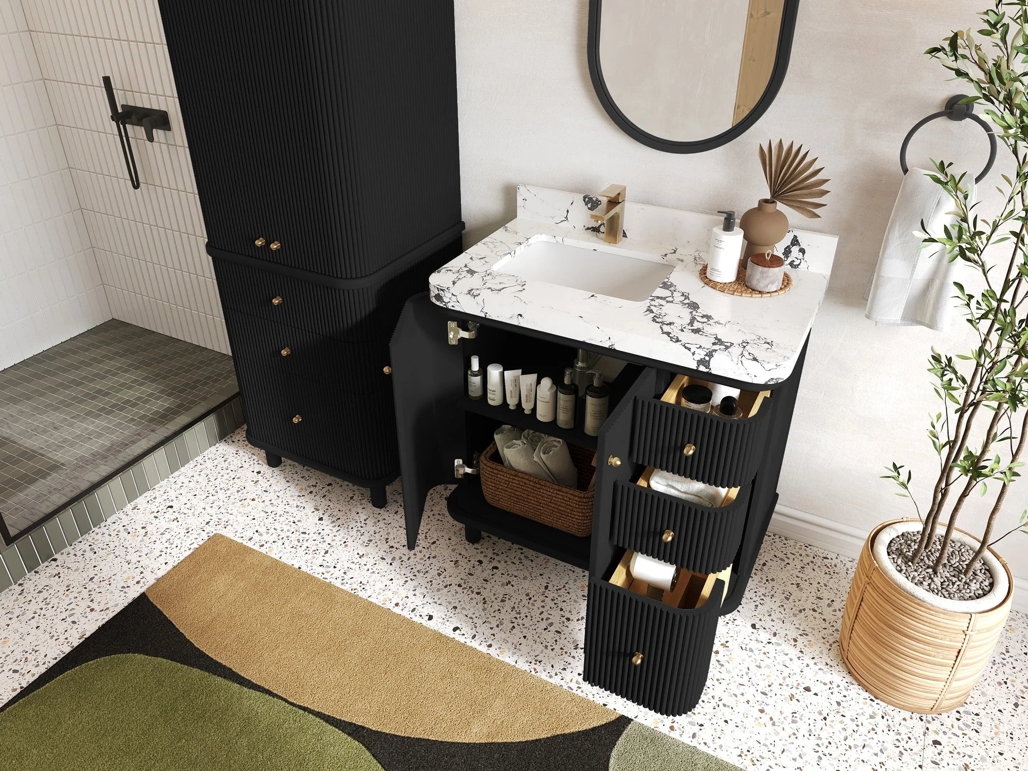 Miami 36 in. W x 22 in. D Left Offset Sink Bathroom Vanity - Image 3