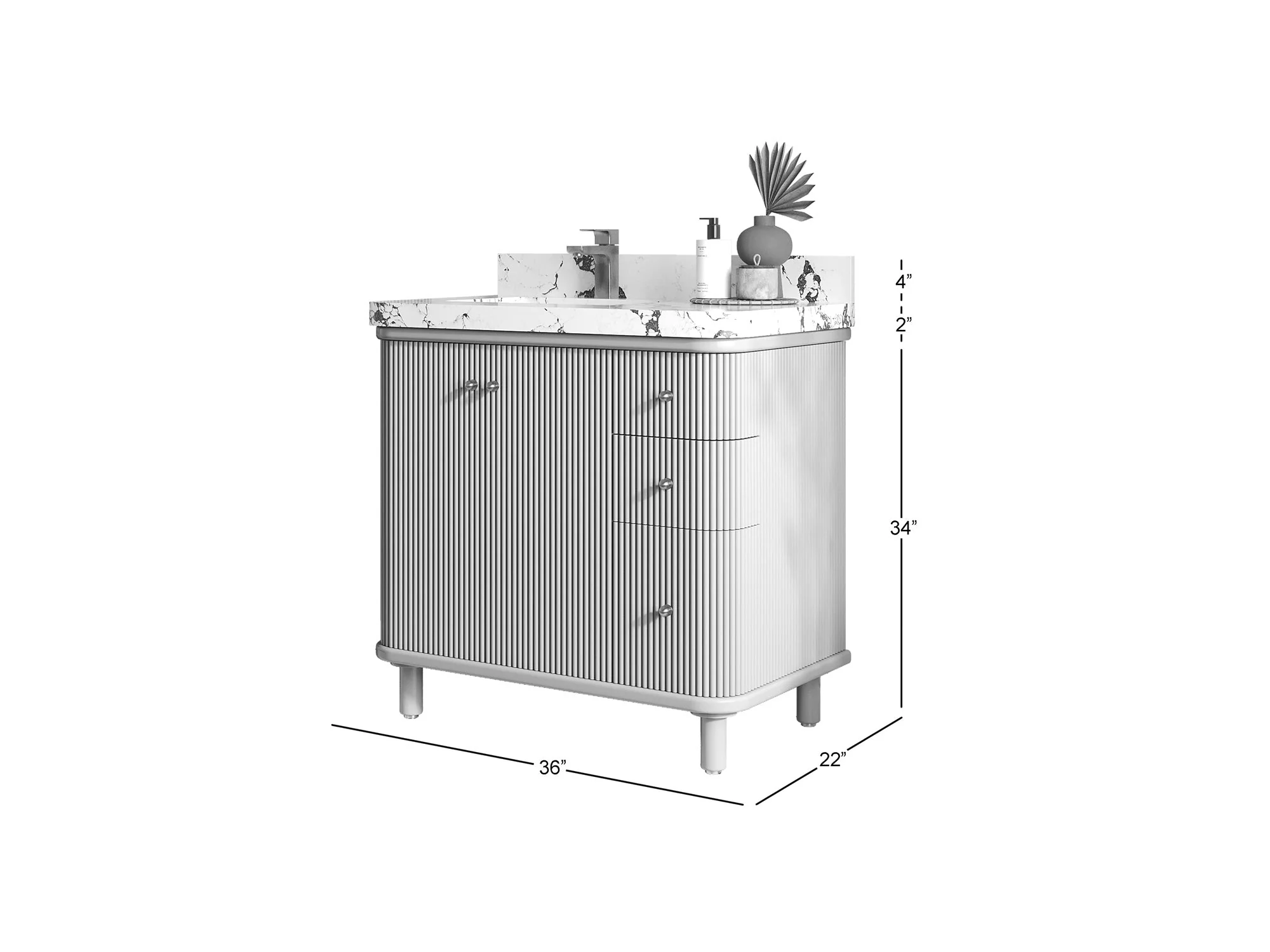 Miami 36 in. W x 22 in. D Left Offset Sink Bathroom Vanity - Image 5