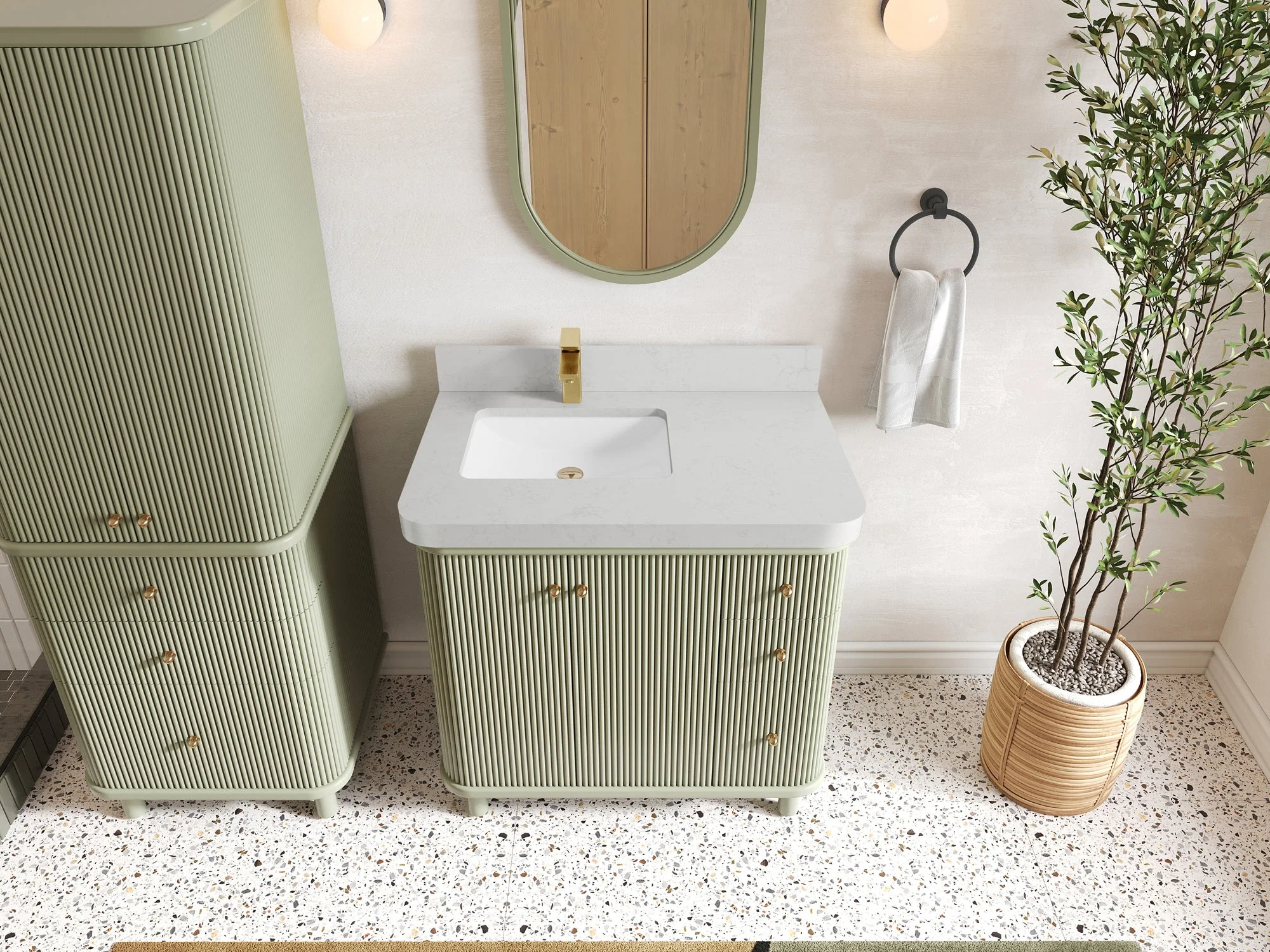 Miami 36 in. W x 22 in. D Left Offset Sink Bathroom Vanity - Image 14