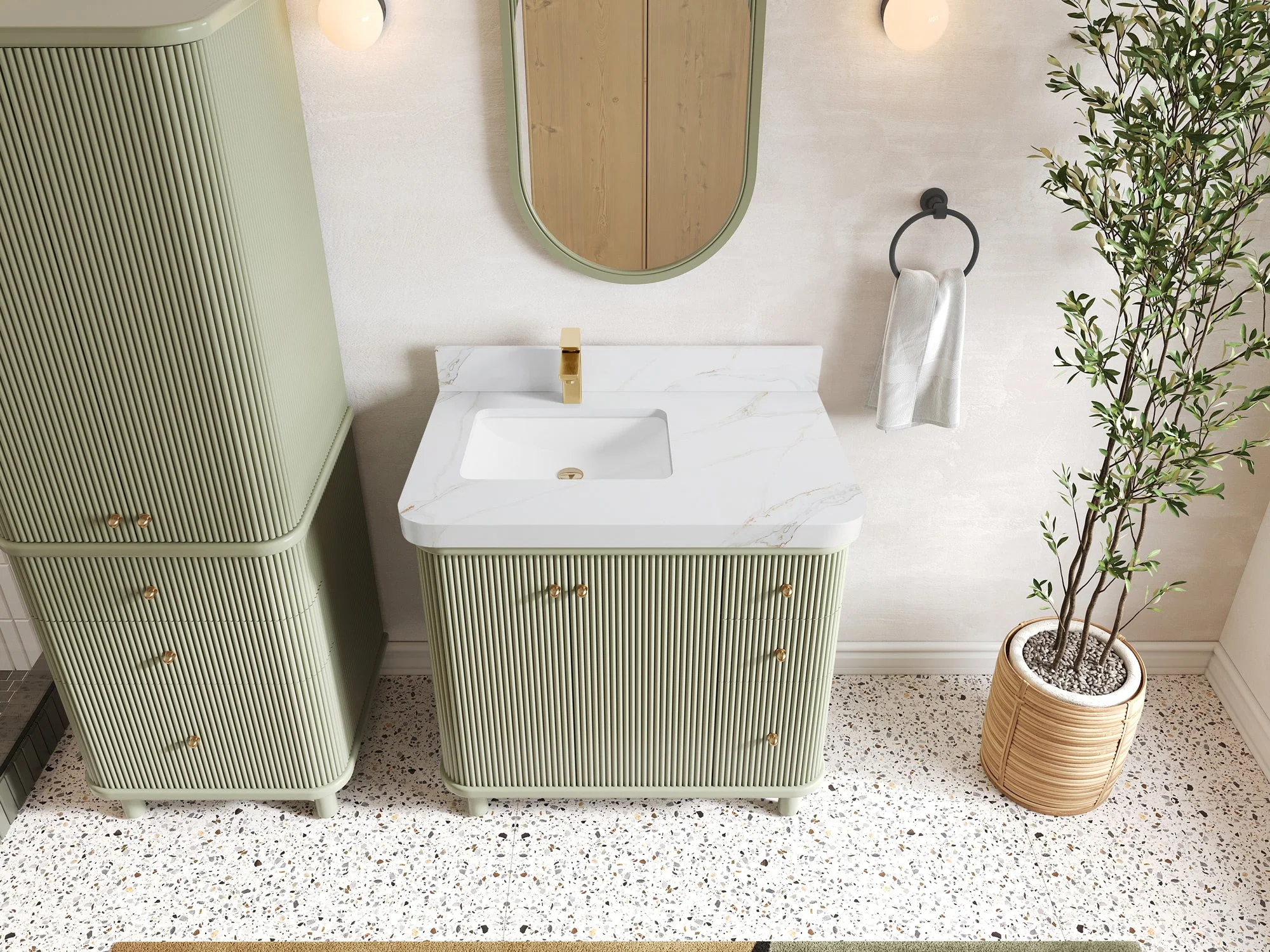 Miami 36 in. W x 22 in. D Left Offset Sink Bathroom Vanity - Image 22