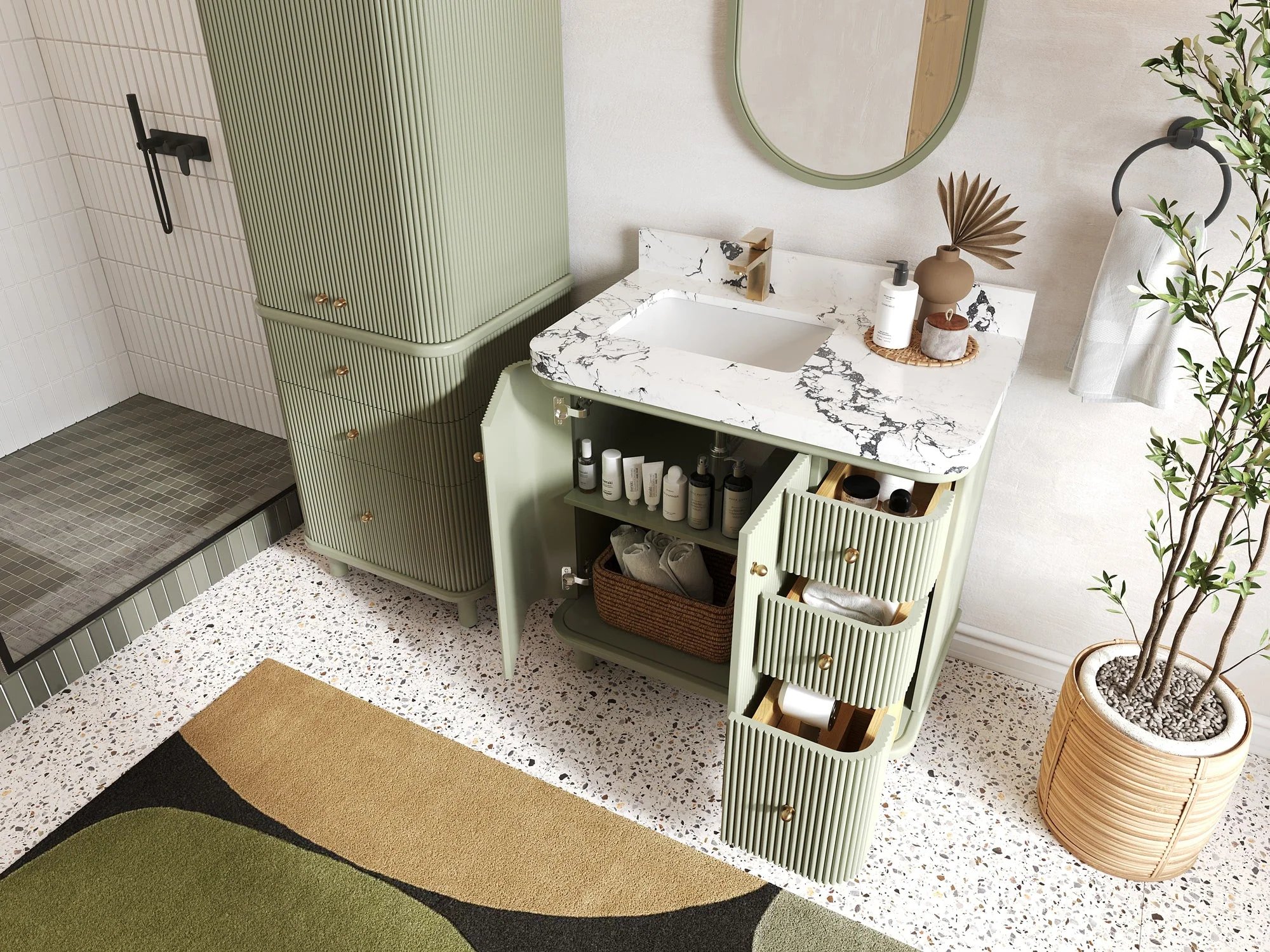 Miami 36 in. W x 22 in. D Left Offset Sink Bathroom Vanity - Image 3