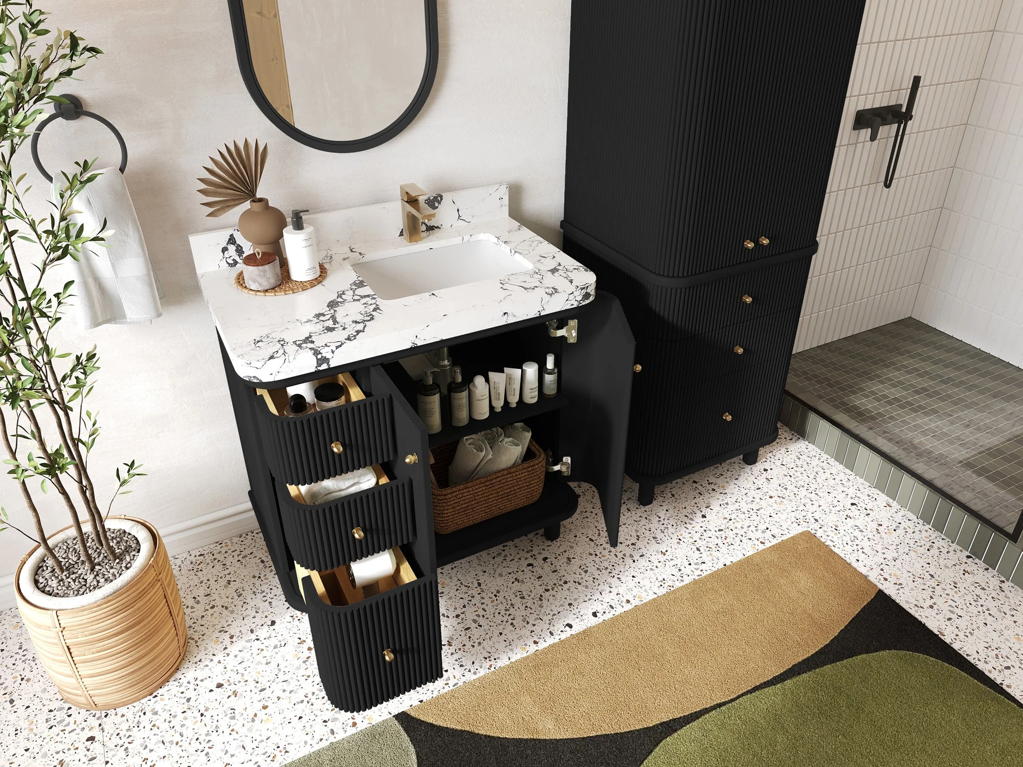 Miami 36 in. W x 22 in. D Right Offset Sink Bathroom Vanity - Image 3