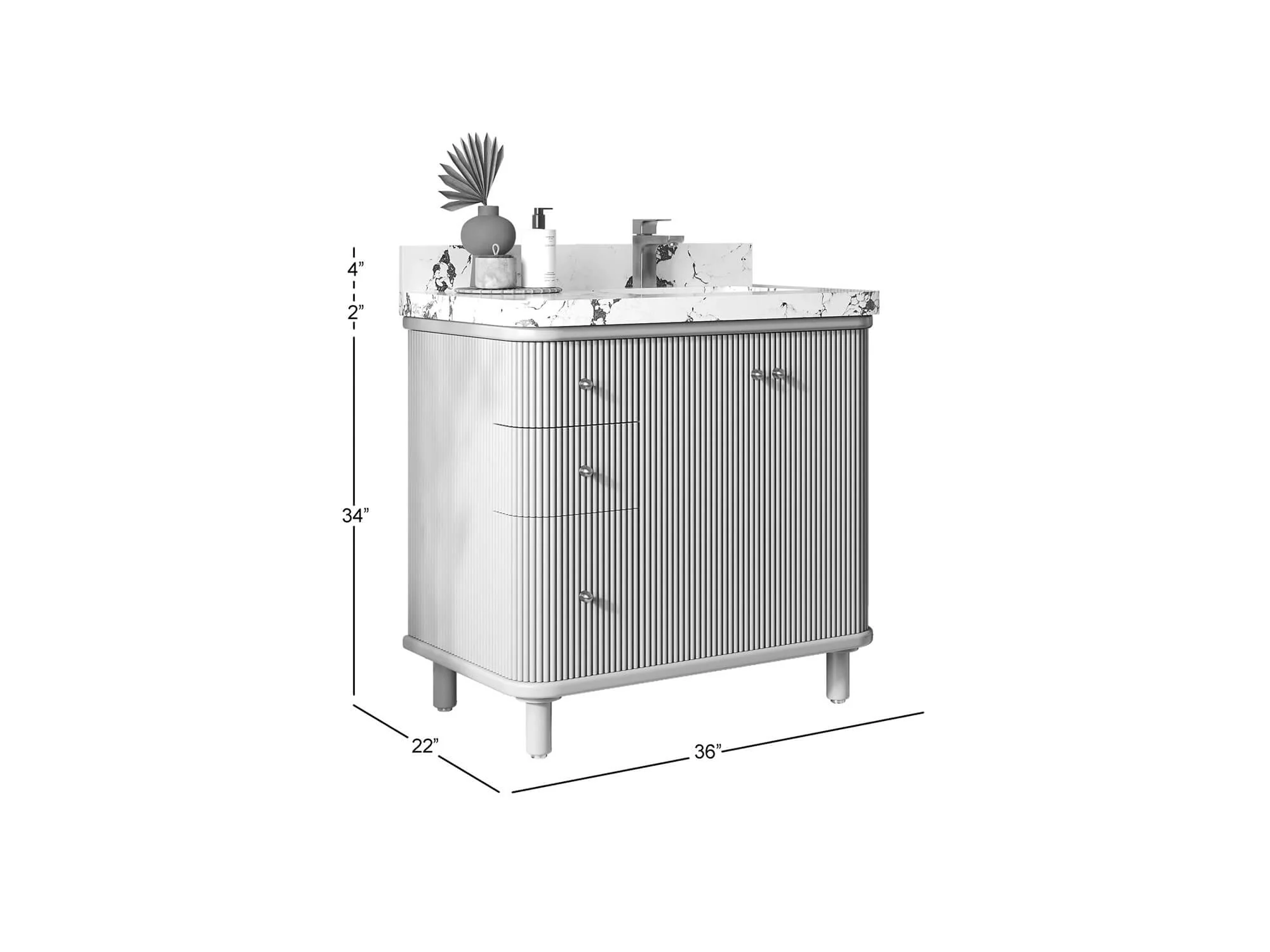 Miami 36 in. W x 22 in. D Right Offset Sink Bathroom Vanity - Image 5