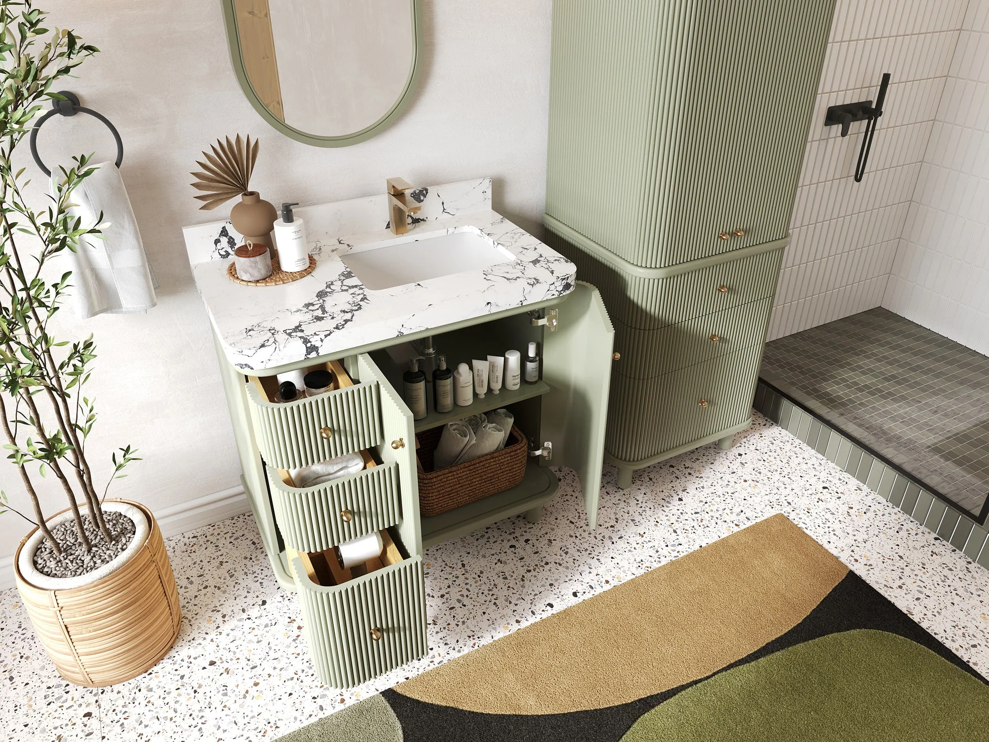 Miami 36 in. W x 22 in. D Right Offset Sink Bathroom Vanity - Image 3