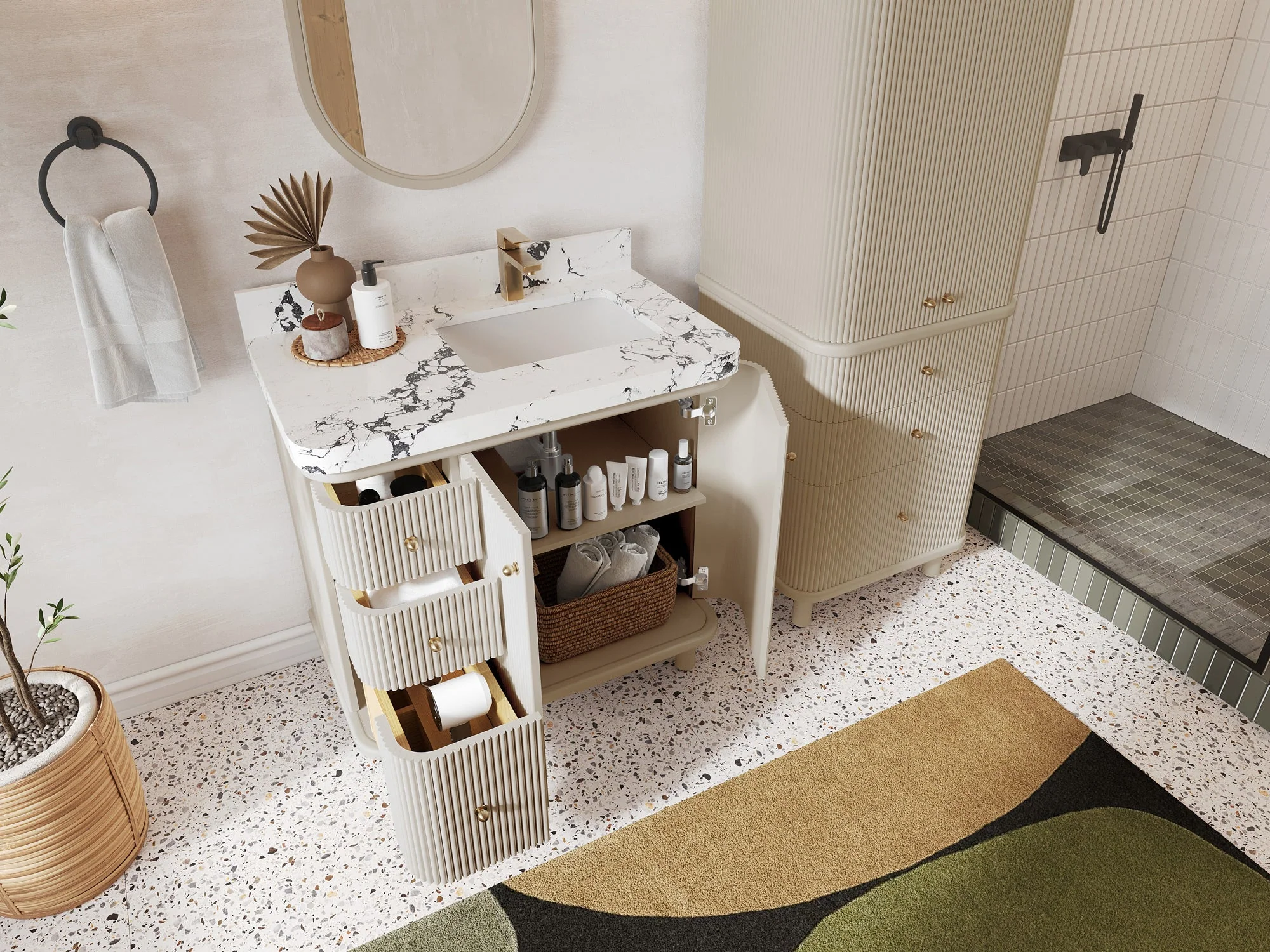 Miami 36 in. W x 22 in. D Right Offset Sink Bathroom Vanity - Image 3