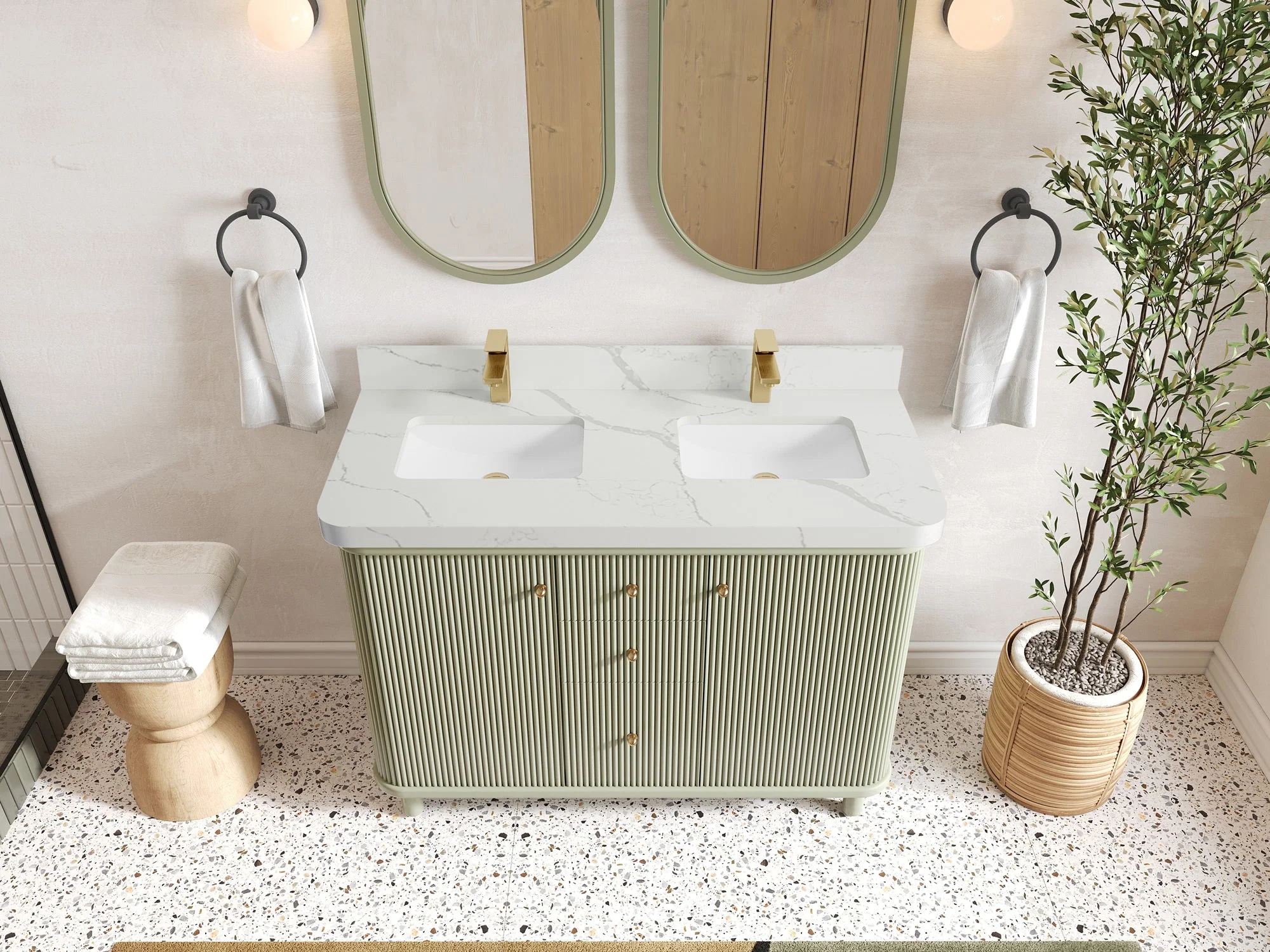Miami 48 in. W x 22 in. D Double Sink Bathroom Vanity - Image 12