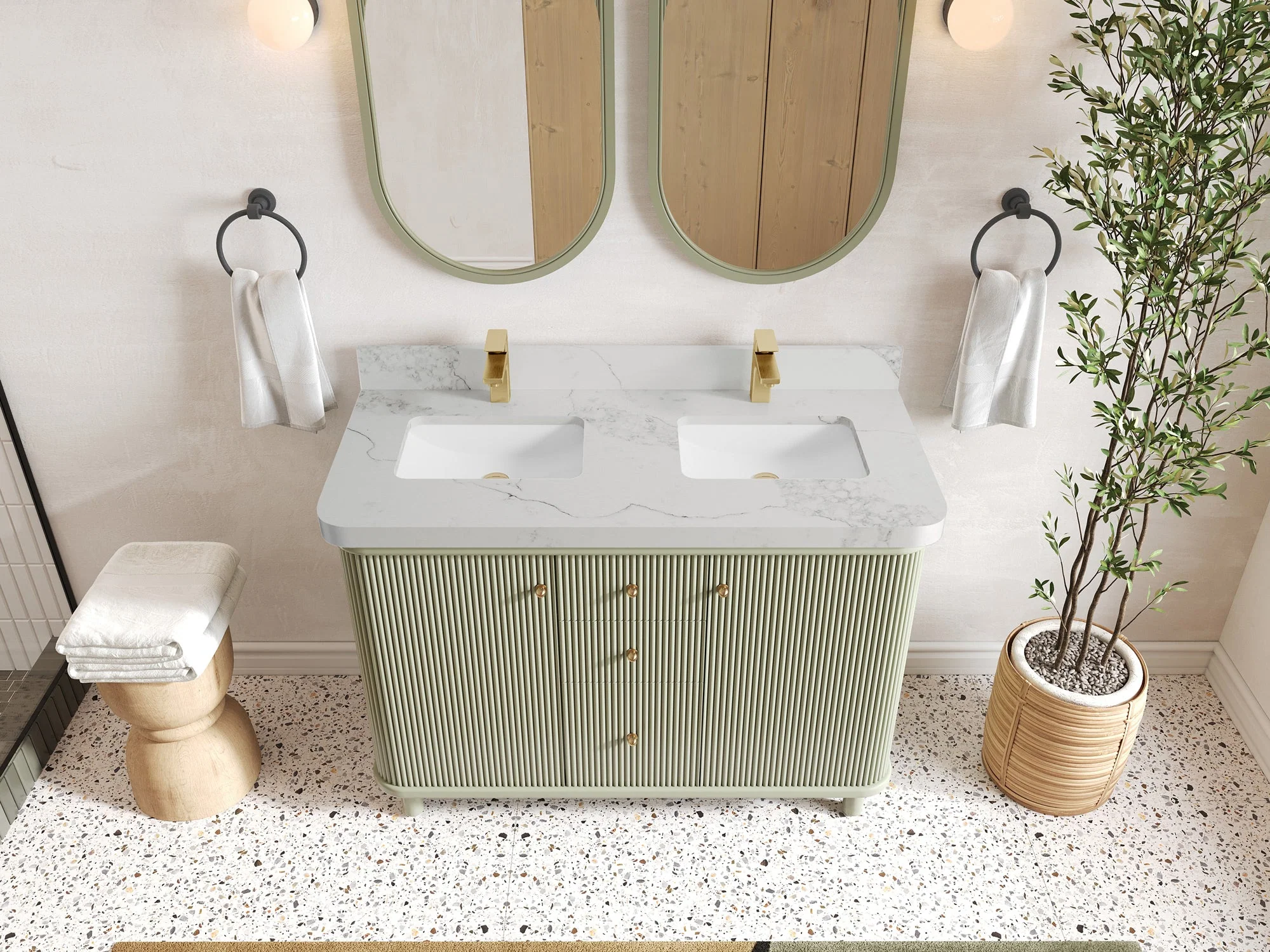 Miami 48 in. W x 22 in. D Double Sink Bathroom Vanity - Image 14