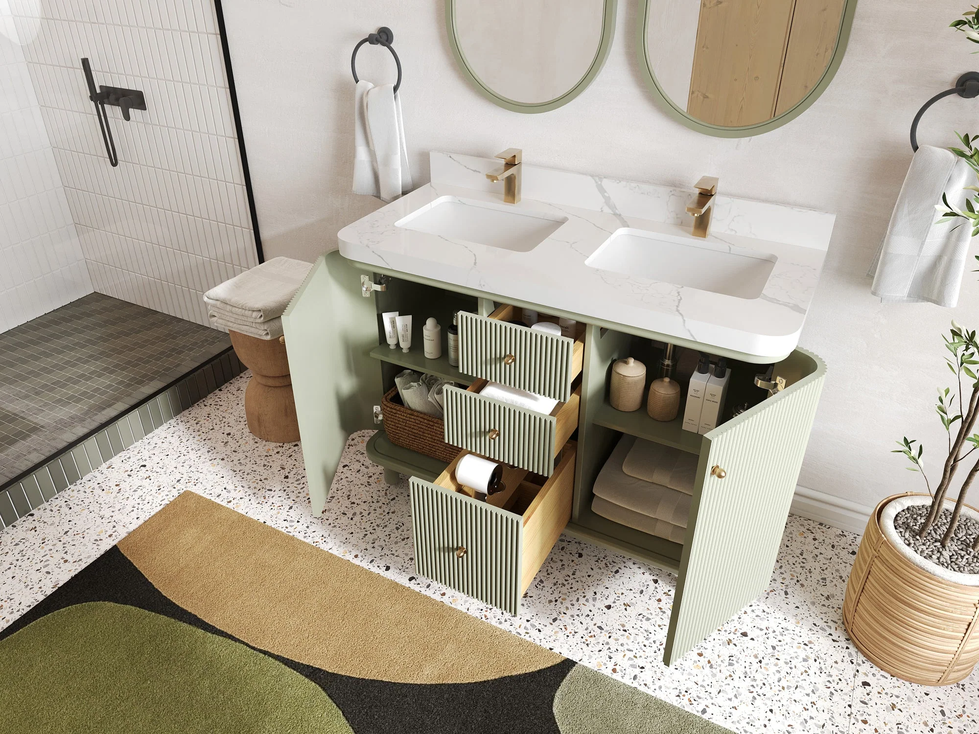 Miami 48 in. W x 22 in. D Double Sink Bathroom Vanity - Image 3