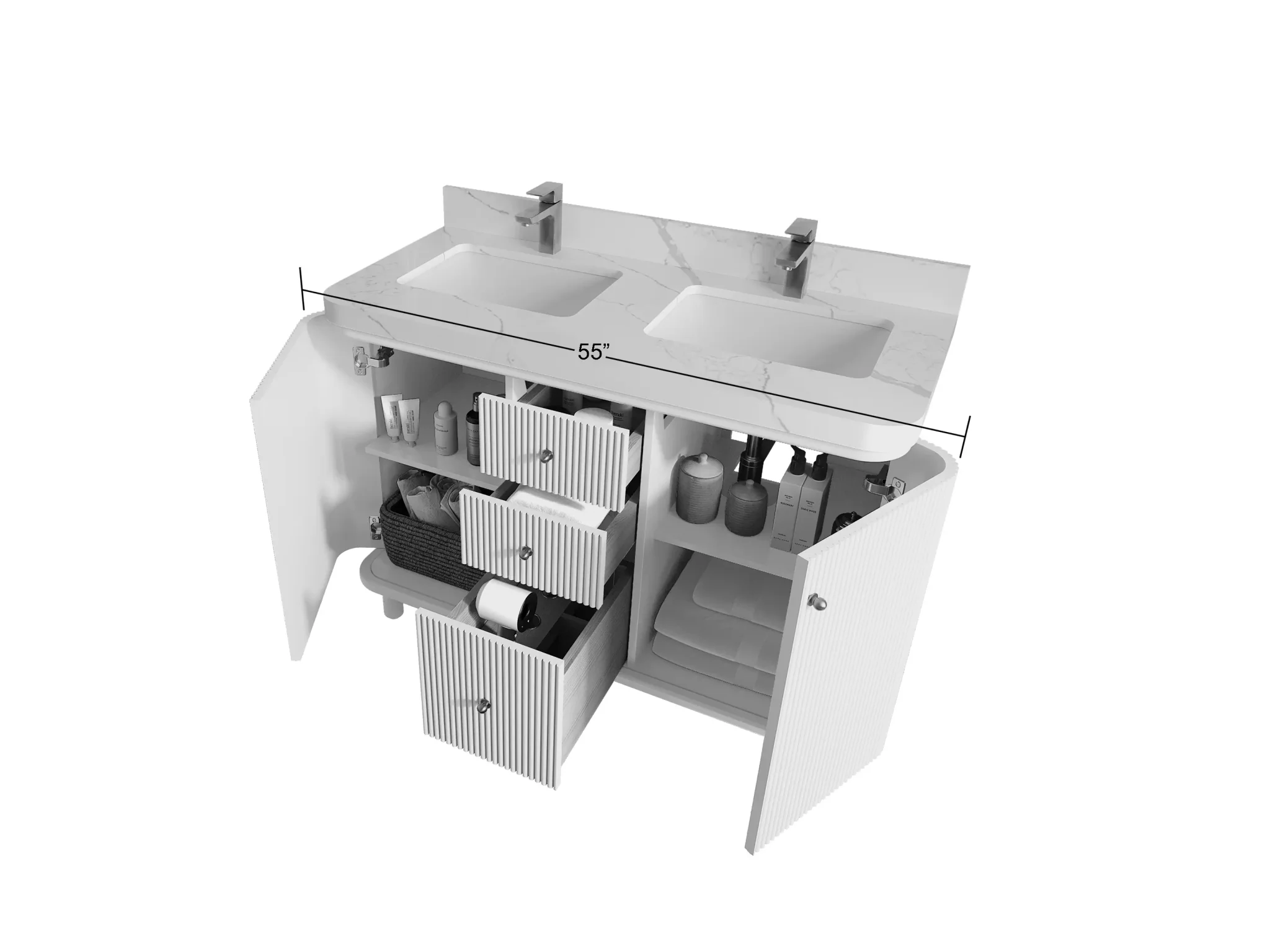 Miami 48 in. W x 22 in. D Double Sink Bathroom Vanity - Image 6