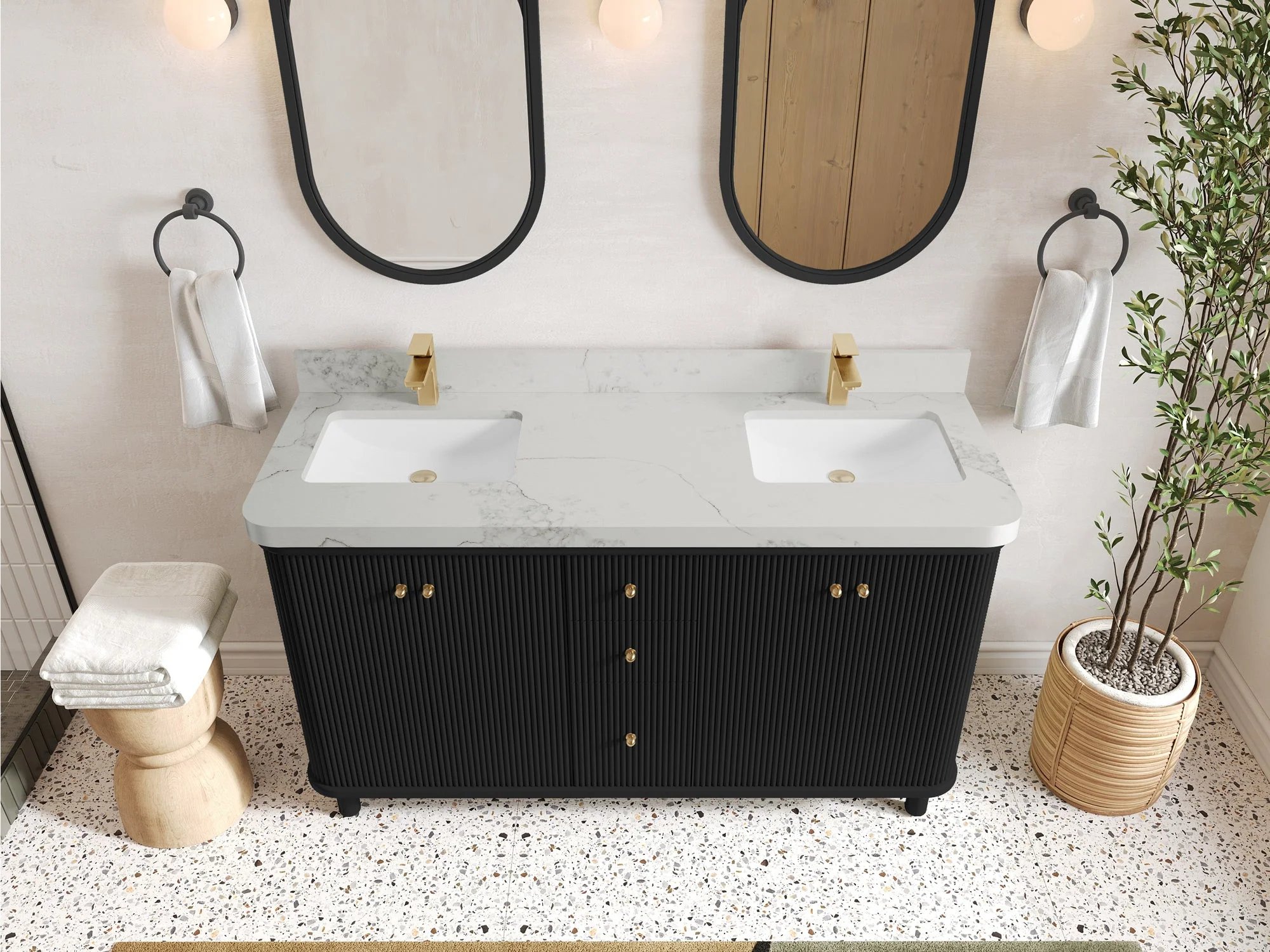 Miami 60 in. W x 22 in. D Double Sink Bathroom Vanity - Image 11