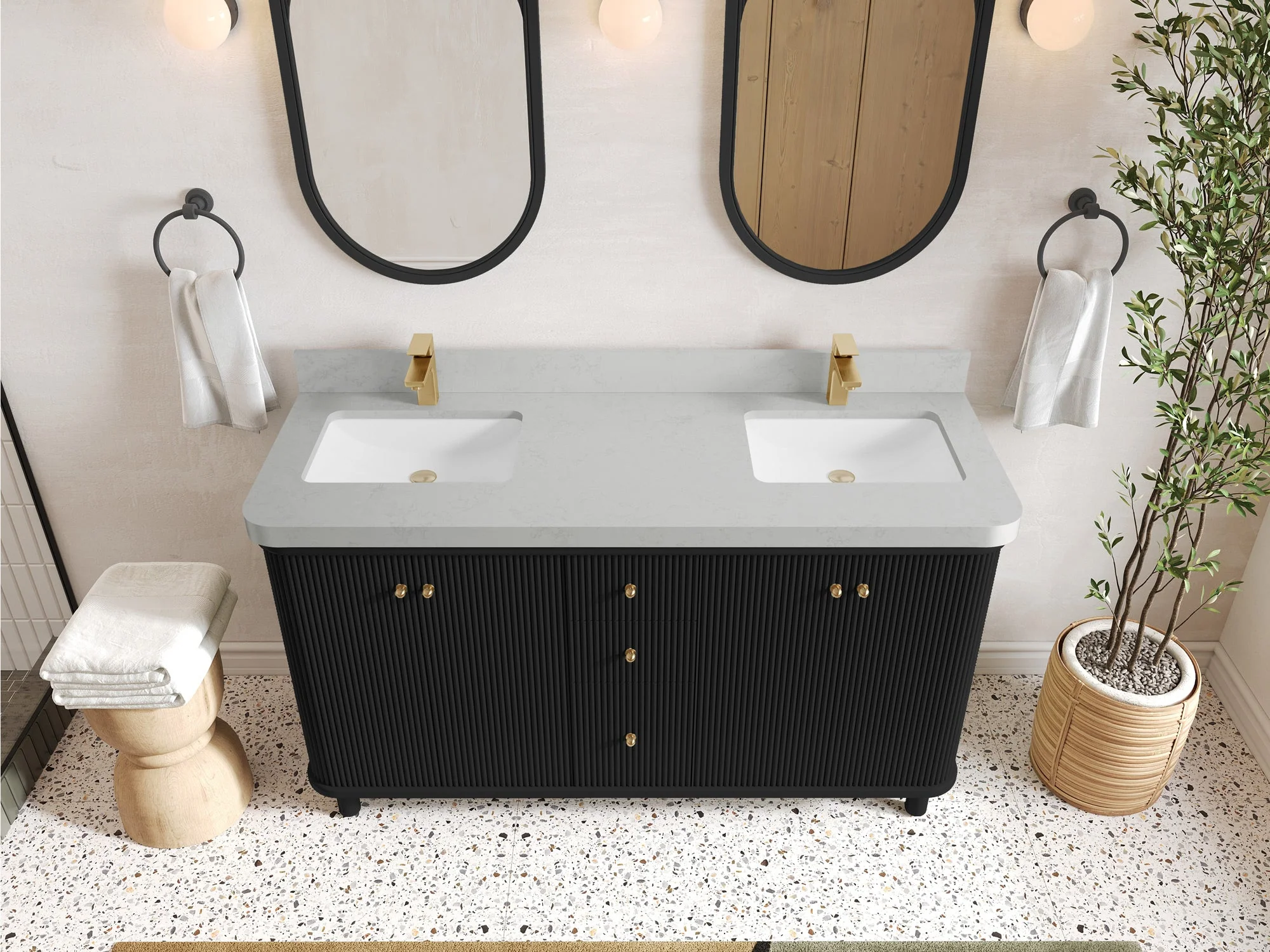 Miami 60 in. W x 22 in. D Double Sink Bathroom Vanity - Image 15