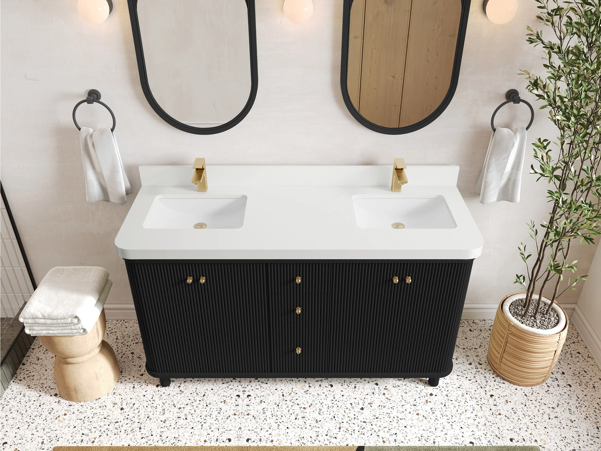 Miami 60 in. W x 22 in. D Double Sink Bathroom Vanity - Image 19