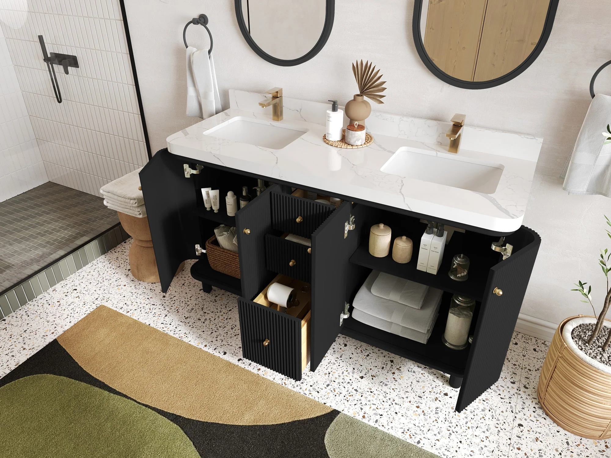 Miami 60 in. W x 22 in. D Double Sink Bathroom Vanity - Image 3