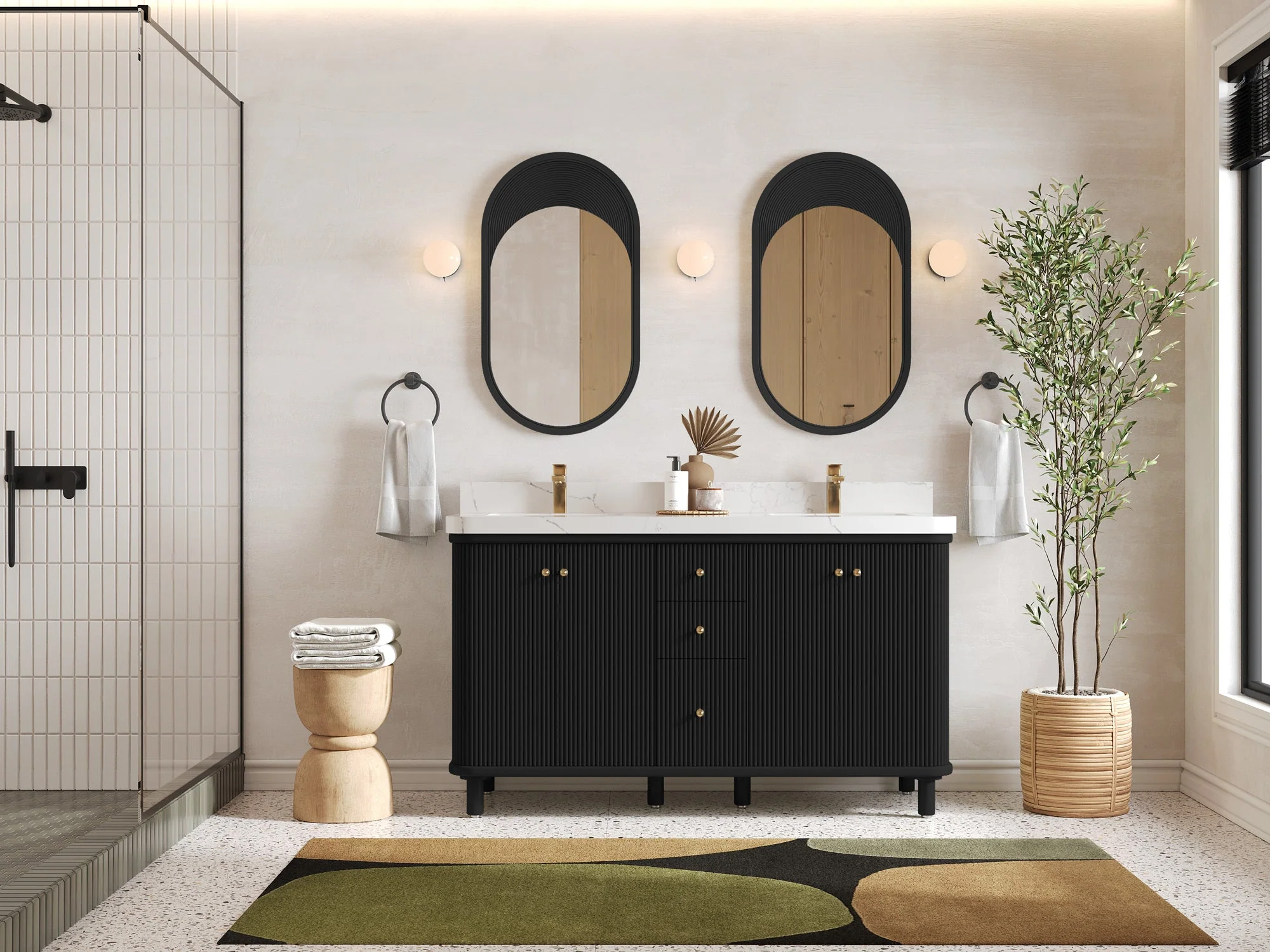 Miami 60 in. W x 22 in. D Double Sink Bathroom Vanity - Image 4