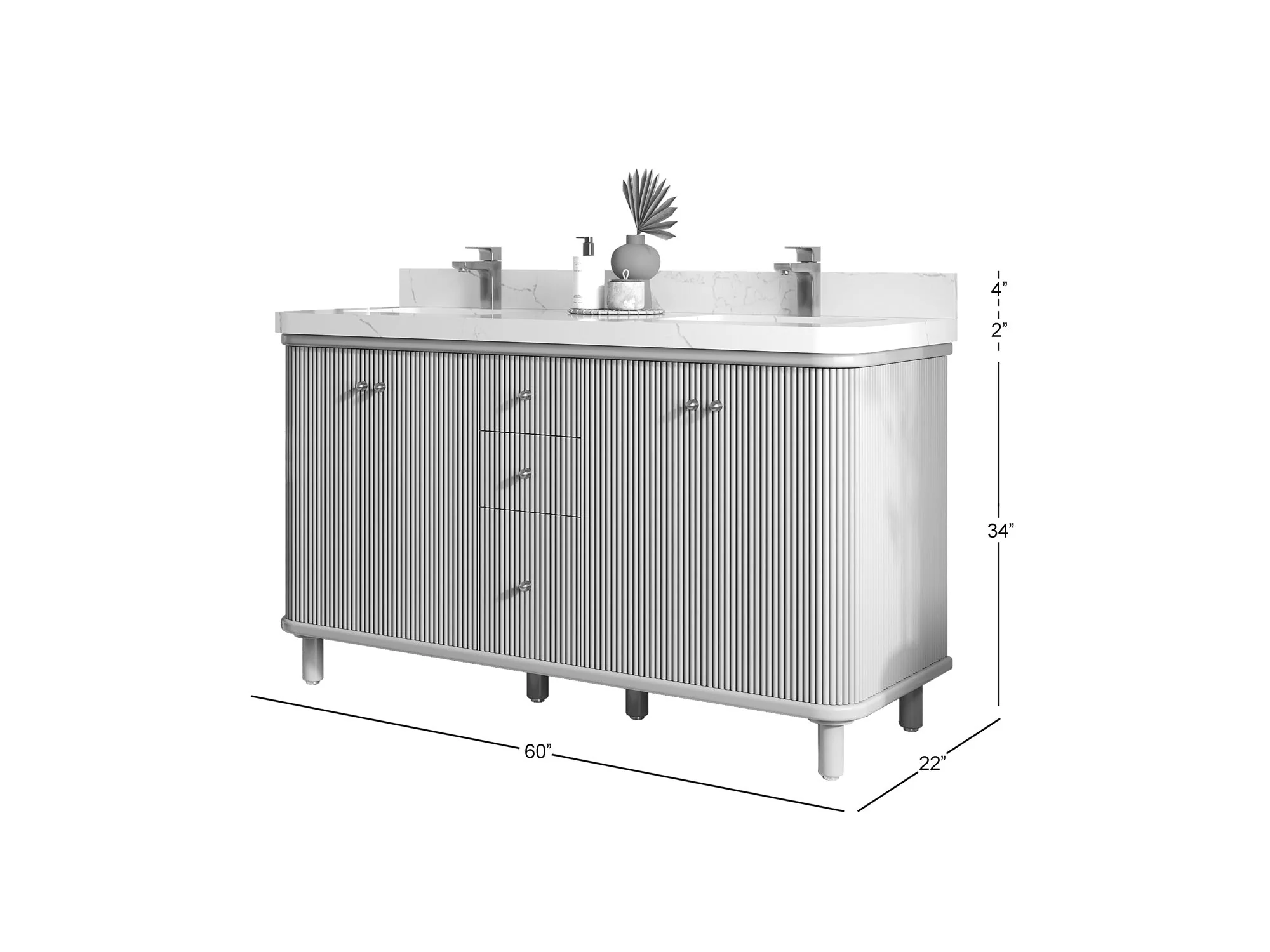 Miami 60 in. W x 22 in. D Double Sink Bathroom Vanity - Image 5
