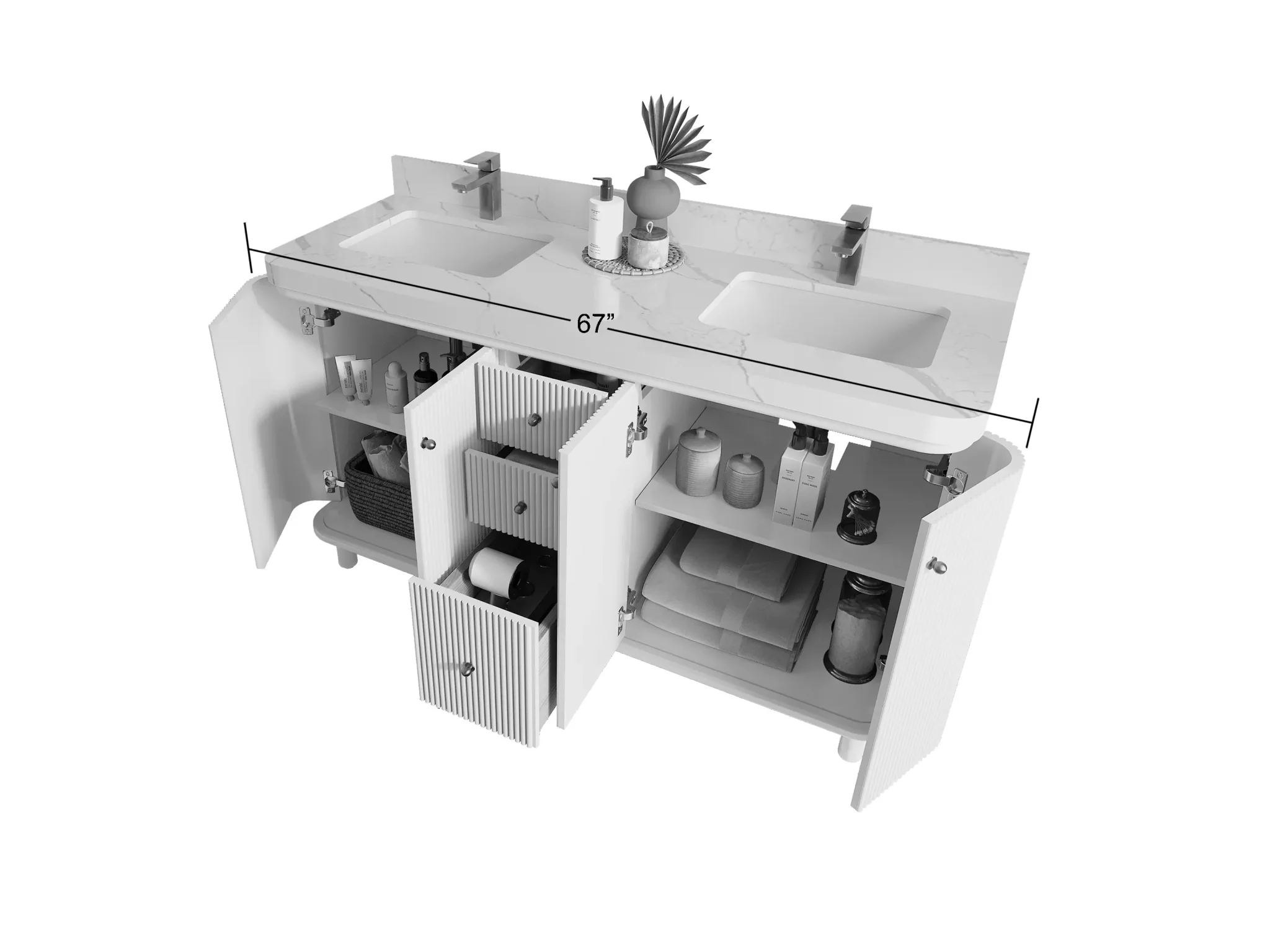 Miami 60 in. W x 22 in. D Double Sink Bathroom Vanity - Image 6