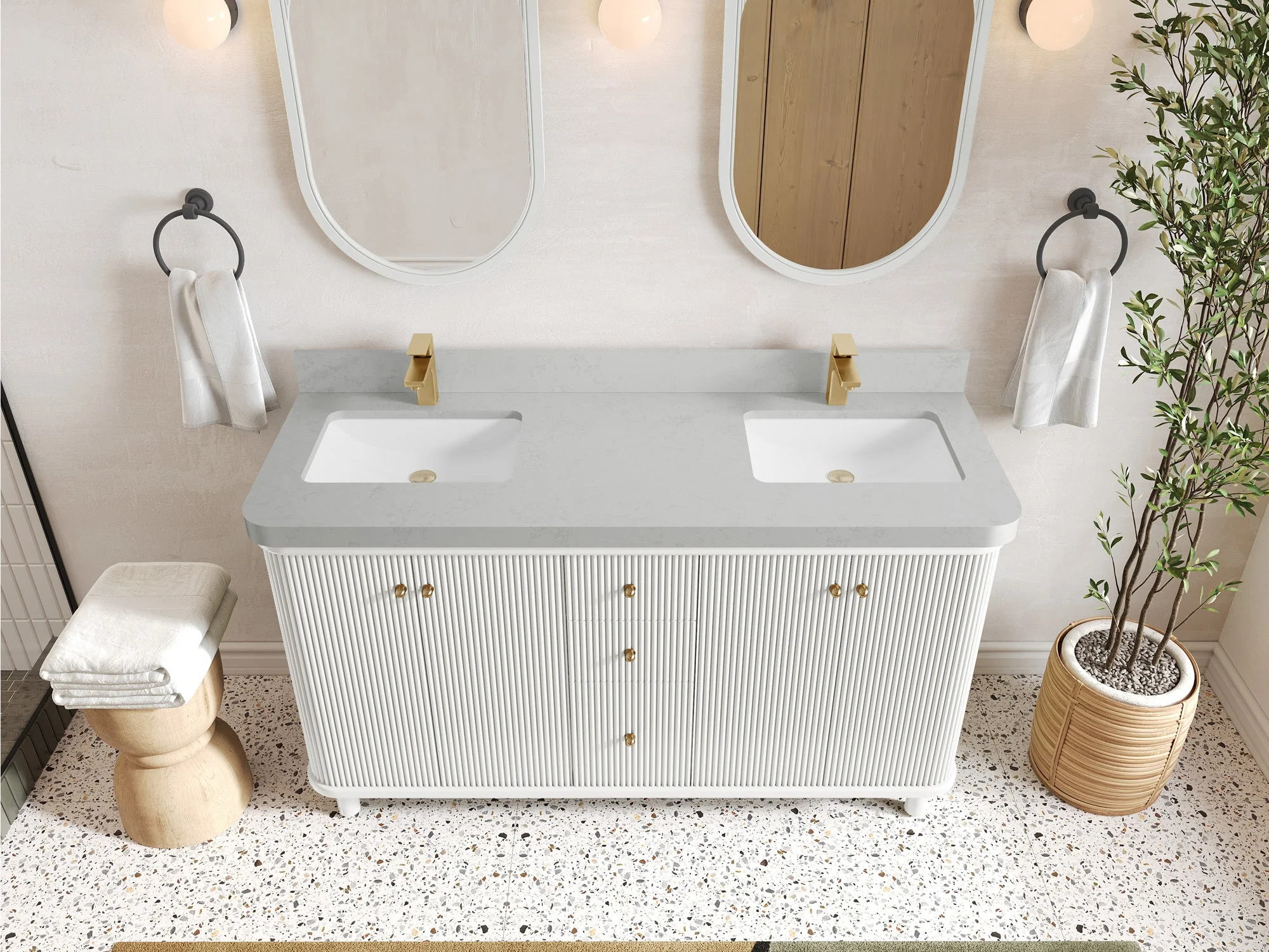 Miami 60 in. W x 22 in. D Double Sink Bathroom Vanity - Image 15