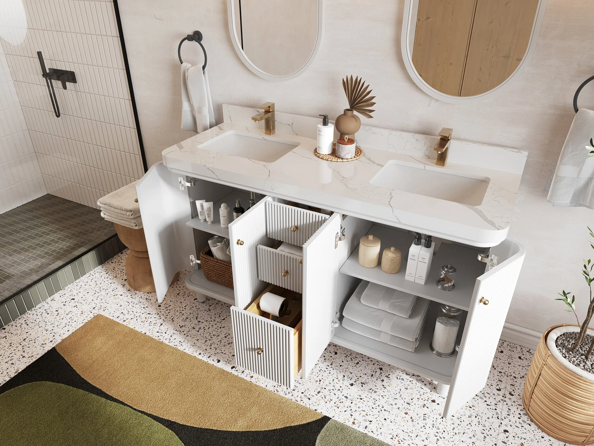 Miami 60 in. W x 22 in. D Double Sink Bathroom Vanity - Image 3