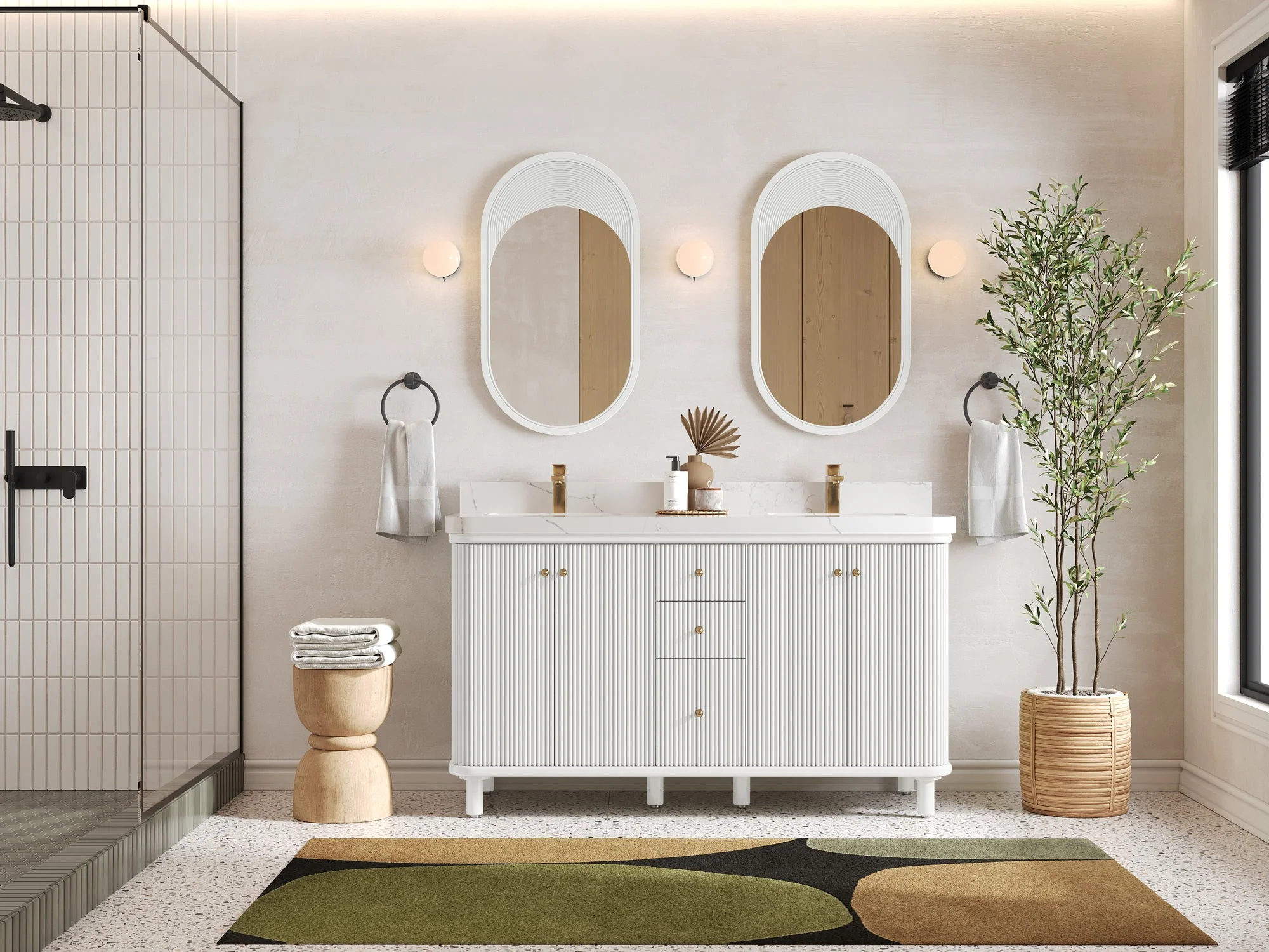 Miami 60 in. W x 22 in. D Double Sink Bathroom Vanity - Image 4