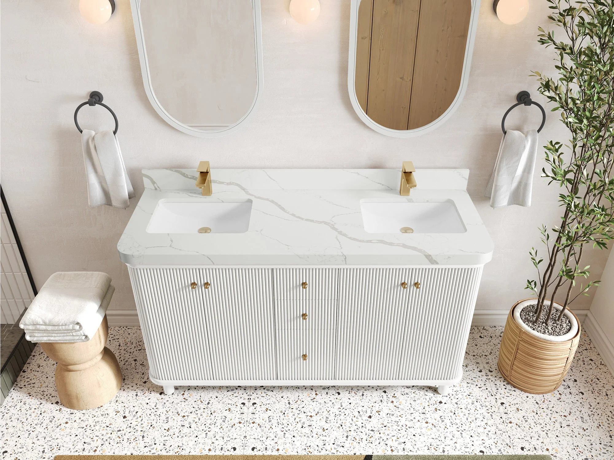 Miami 60 in. W x 22 in. D Double Sink Bathroom Vanity - Image 9