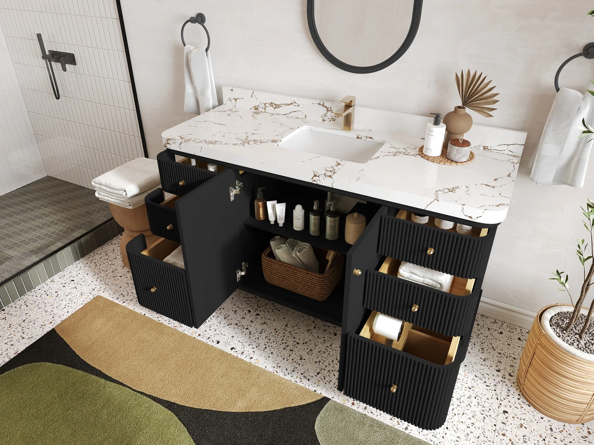 Miami 60 in. W x 22 in. D Single Sink Bathroom Vanity - Image 3