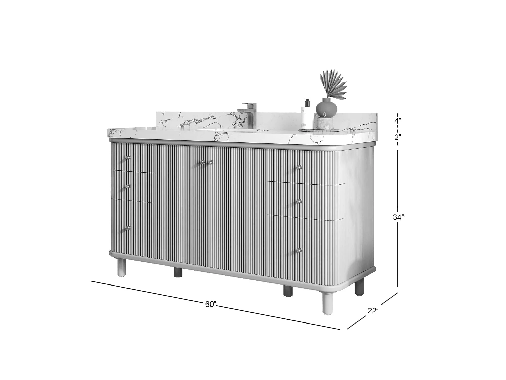 Miami 60 in. W x 22 in. D Single Sink Bathroom Vanity - Image 5
