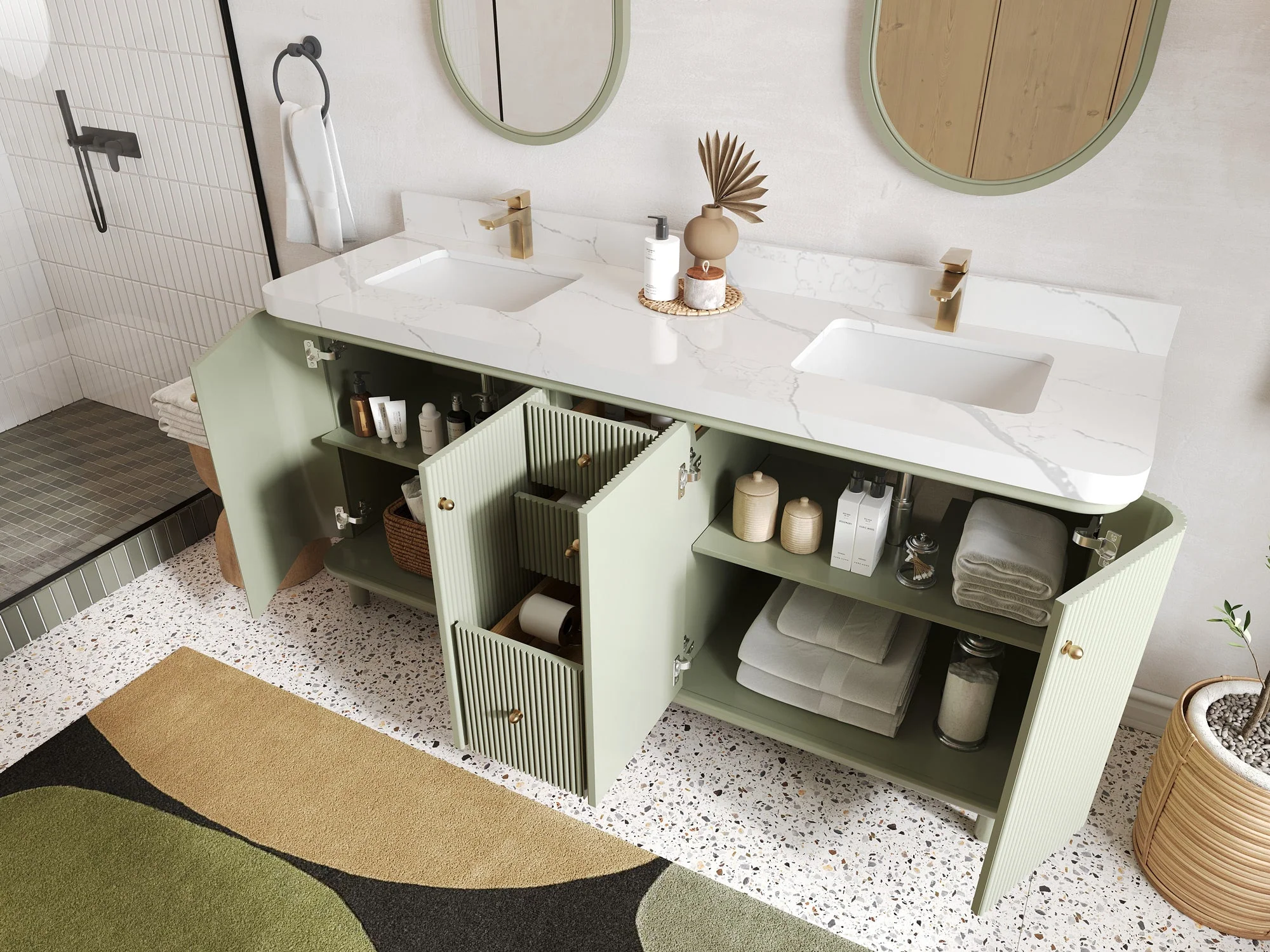 Miami 72 in. W x 22 in. D Double Sink Bathroom Vanity - Image 3