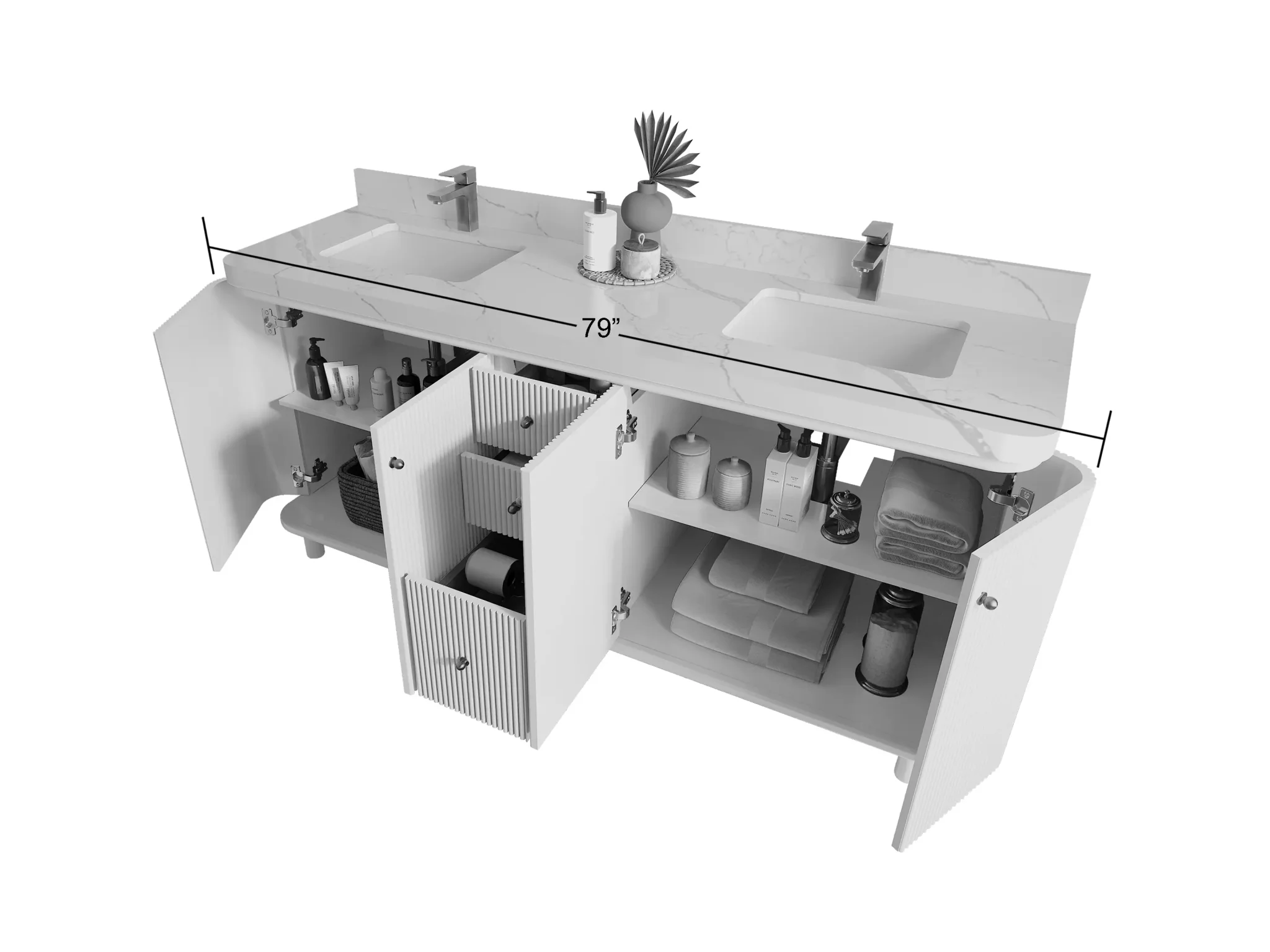 Miami 72 in. W x 22 in. D Double Sink Bathroom Vanity - Image 6