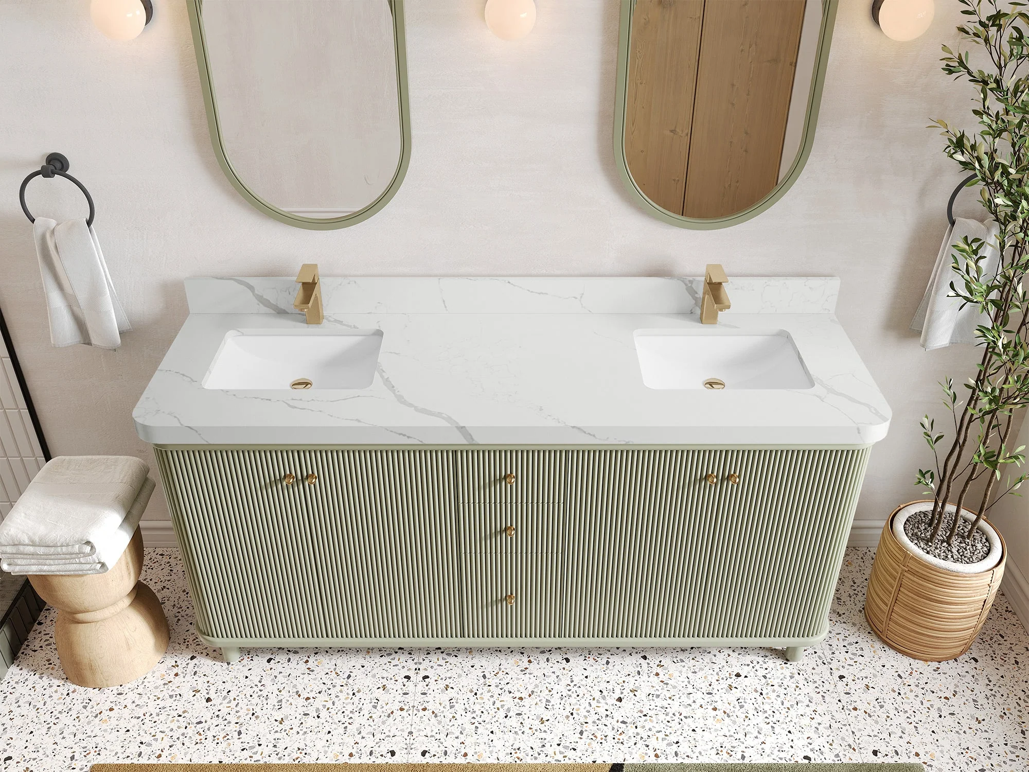 Miami 72 in. W x 22 in. D Double Sink Bathroom Vanity - Image 9