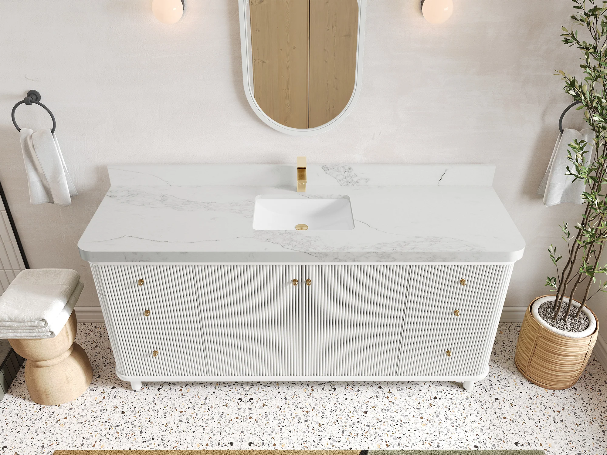 Miami 72 in. W x 22 in. D Fluted Single Sink Bathroom Vanity - Image 10