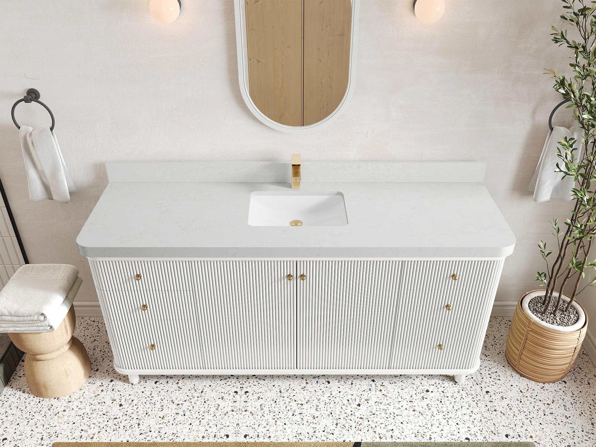 Miami 72 in. W x 22 in. D Fluted Single Sink Bathroom Vanity - Image 14