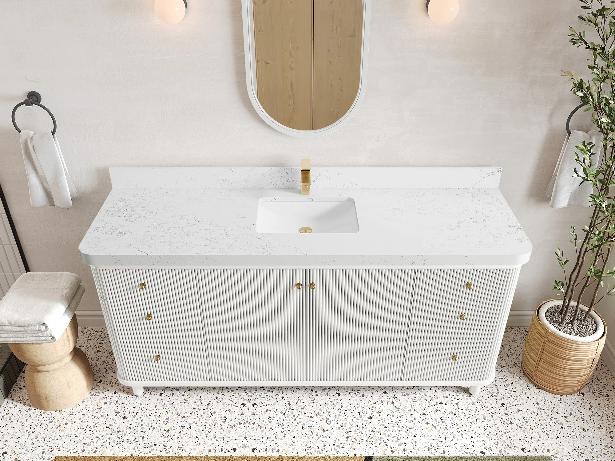 Miami 72 in. W x 22 in. D Fluted Single Sink Bathroom Vanity - Image 16