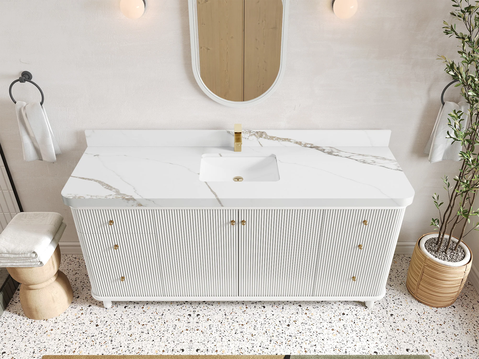 Miami 72 in. W x 22 in. D Fluted Single Sink Bathroom Vanity - Image 20