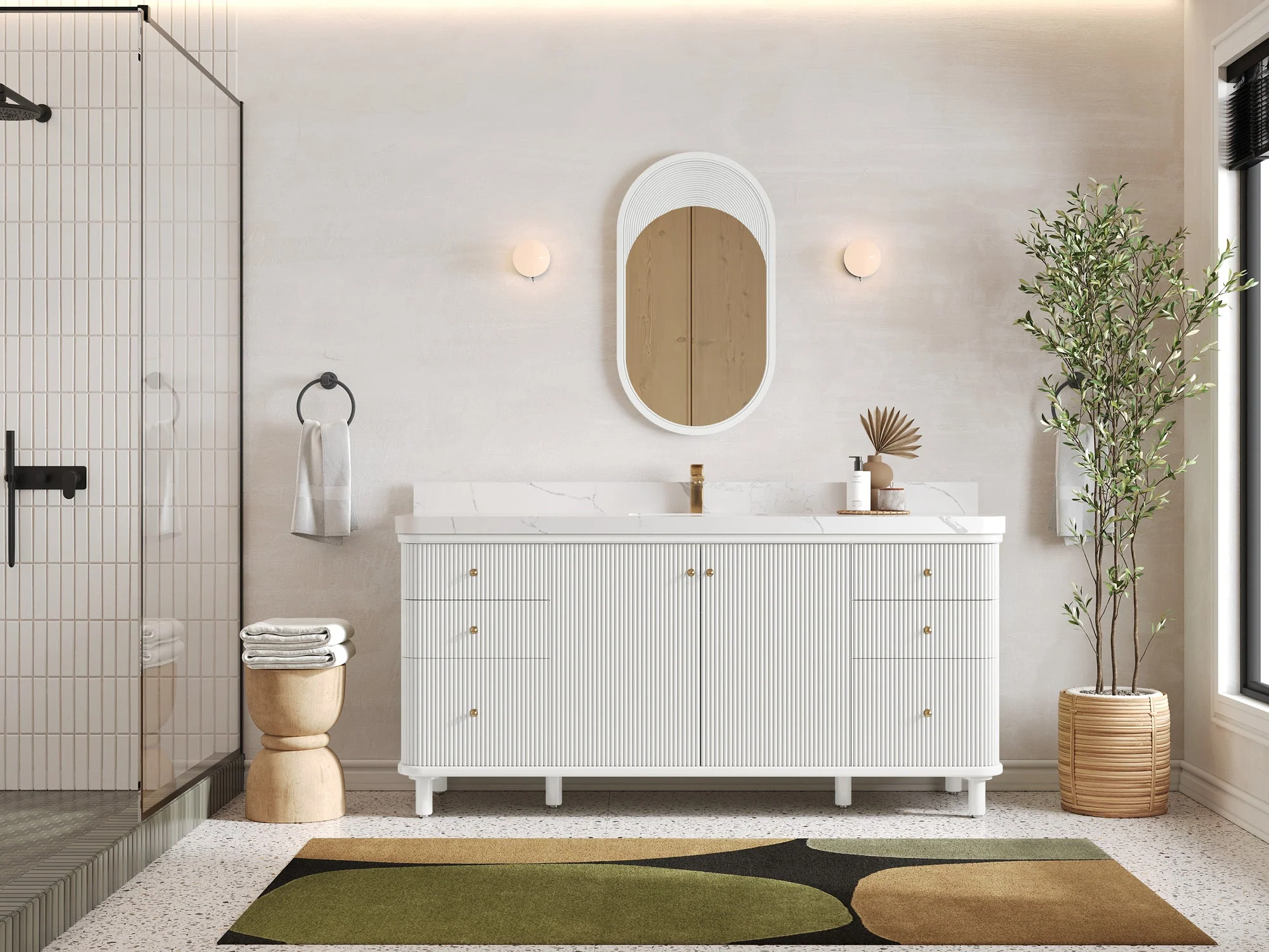 Miami 72 in. W x 22 in. D Fluted Single Sink Bathroom Vanity - Image 4