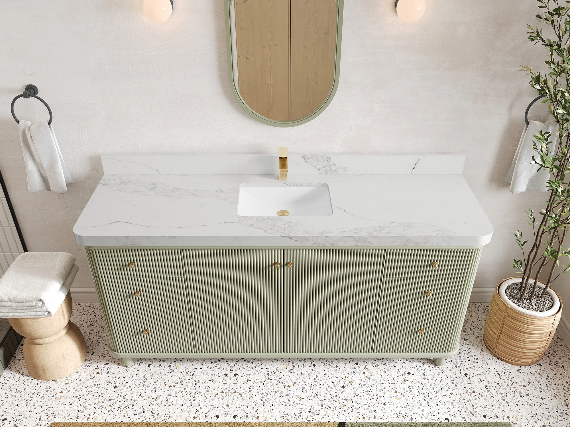 Miami 72 in. W x 22 in. D Fluted Single Sink Bathroom Vanity - Image 11
