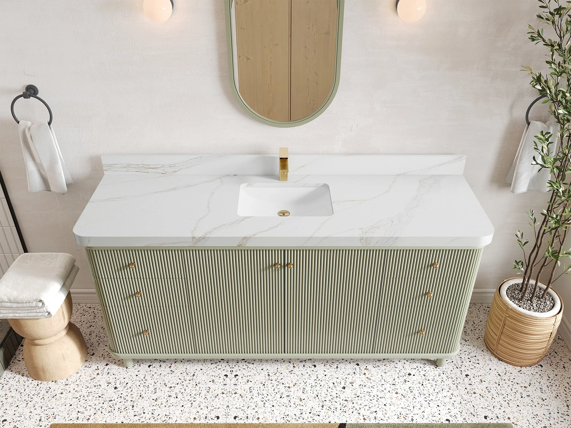 Miami 72 in. W x 22 in. D Fluted Single Sink Bathroom Vanity - Image 23