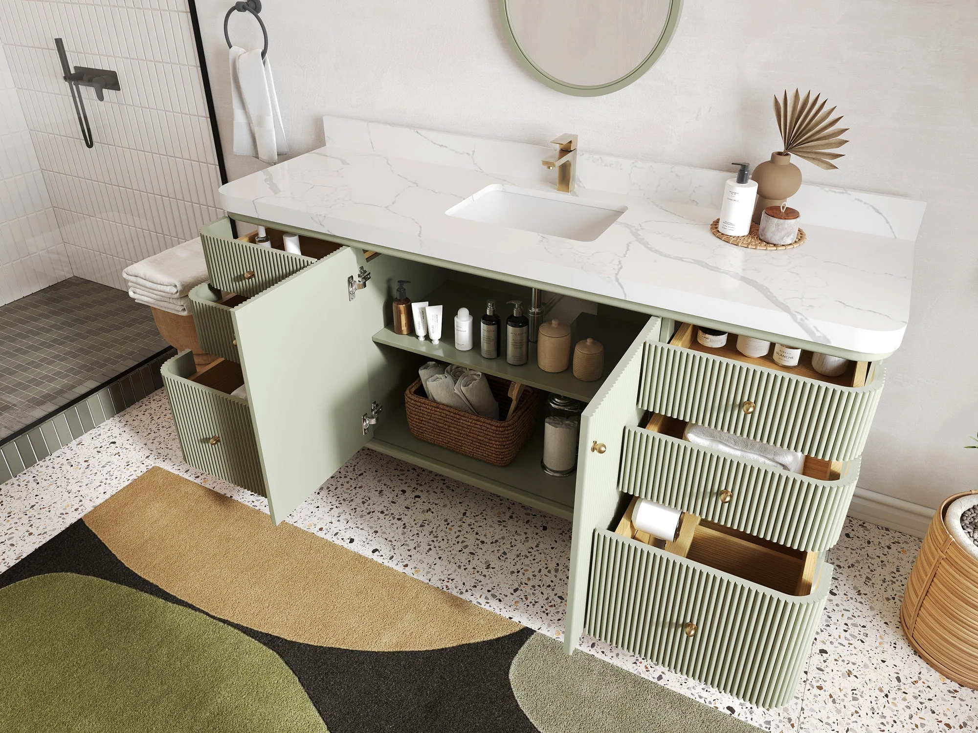 Miami 72 in. W x 22 in. D Fluted Single Sink Bathroom Vanity - Image 3