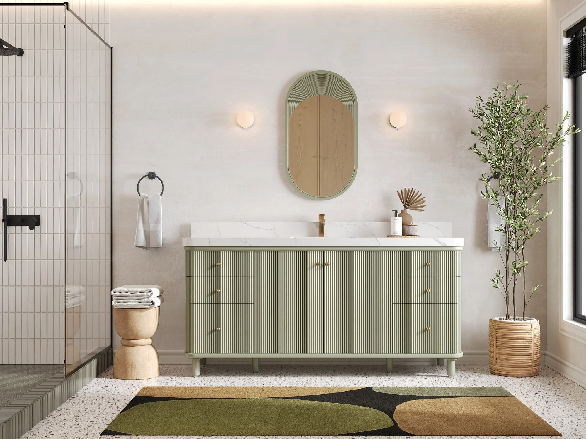 Miami 72 in. W x 22 in. D Fluted Single Sink Bathroom Vanity - Image 4