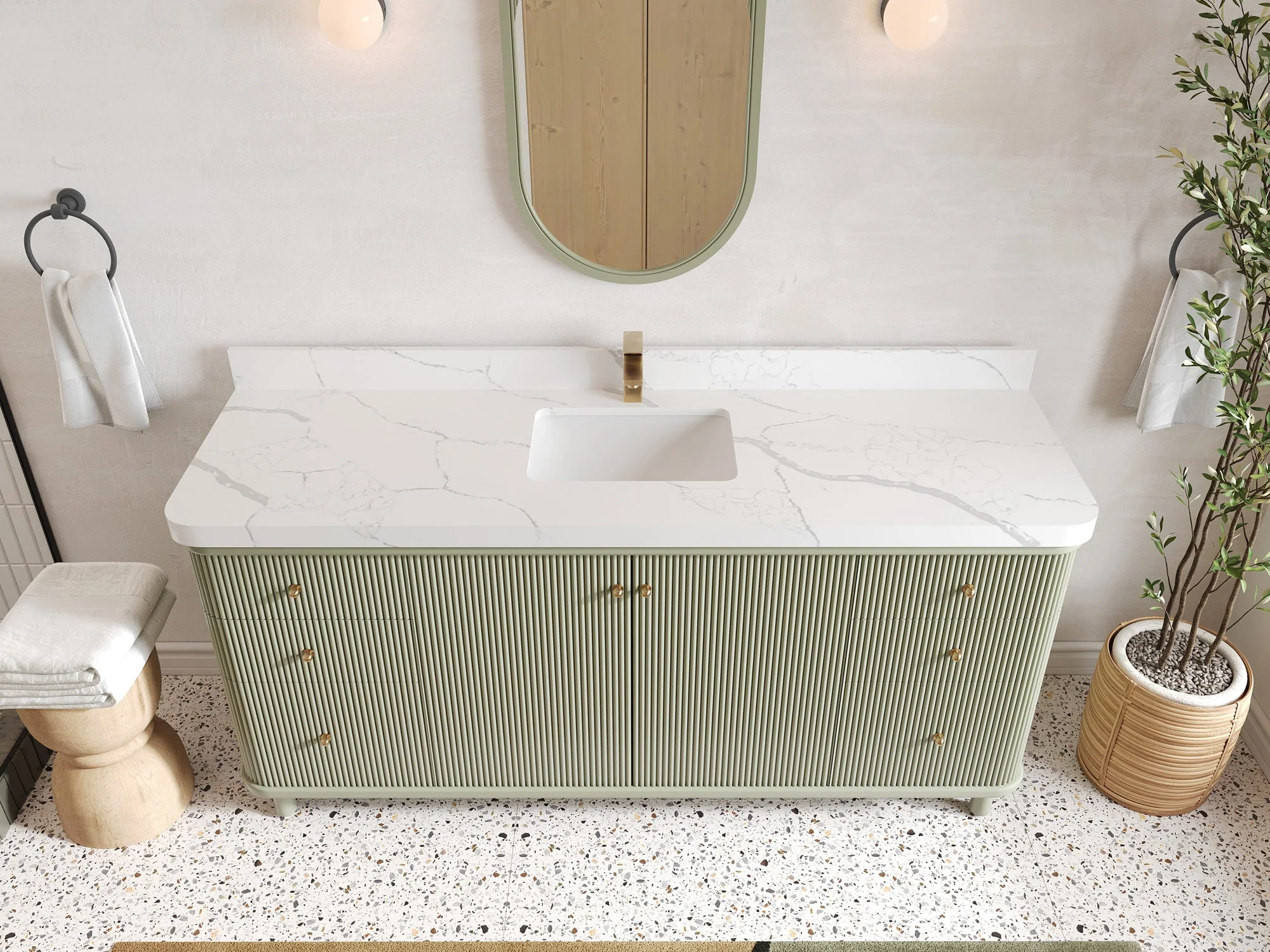 Miami 72 in. W x 22 in. D Fluted Single Sink Bathroom Vanity - Image 7