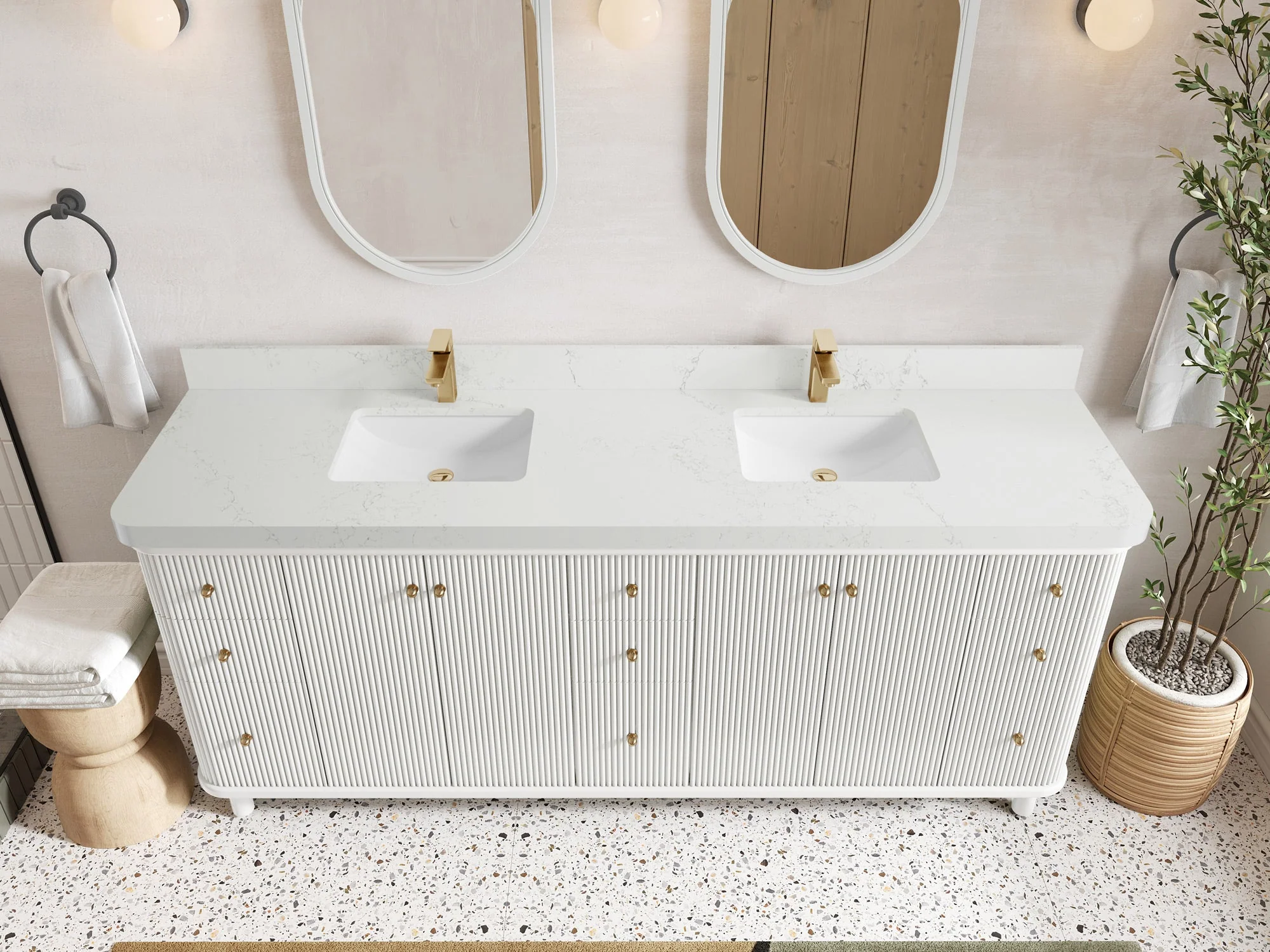 Miami 80 in. W x 22 in. D Fluted Double Sink Bathroom Vanity - Image 13